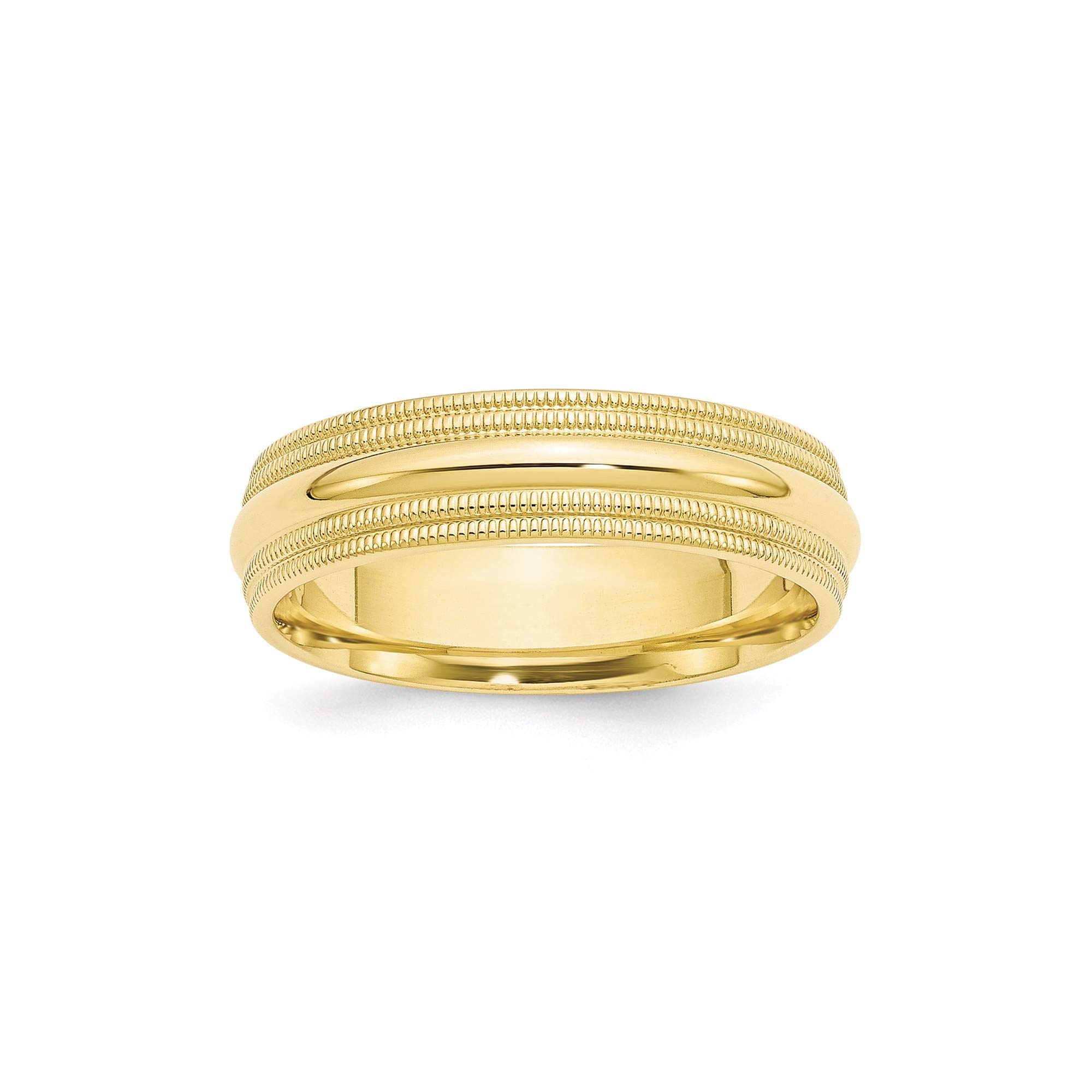 10k Yellow Gold 6mm Double Milgrain Comfort Fit Wedding Band - Size 9 for Men & Women