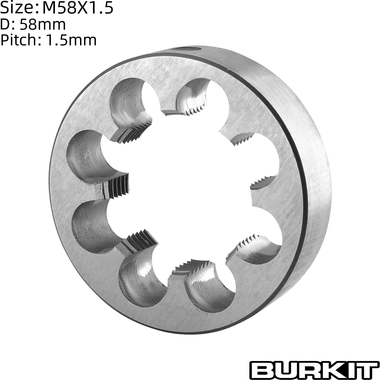 Burkit Metric M58 X 1.5 Round Threading Die - Right Hand Machine Thread Die for Metalworking & Pipe Fittings | Industrial & DIY Projects
