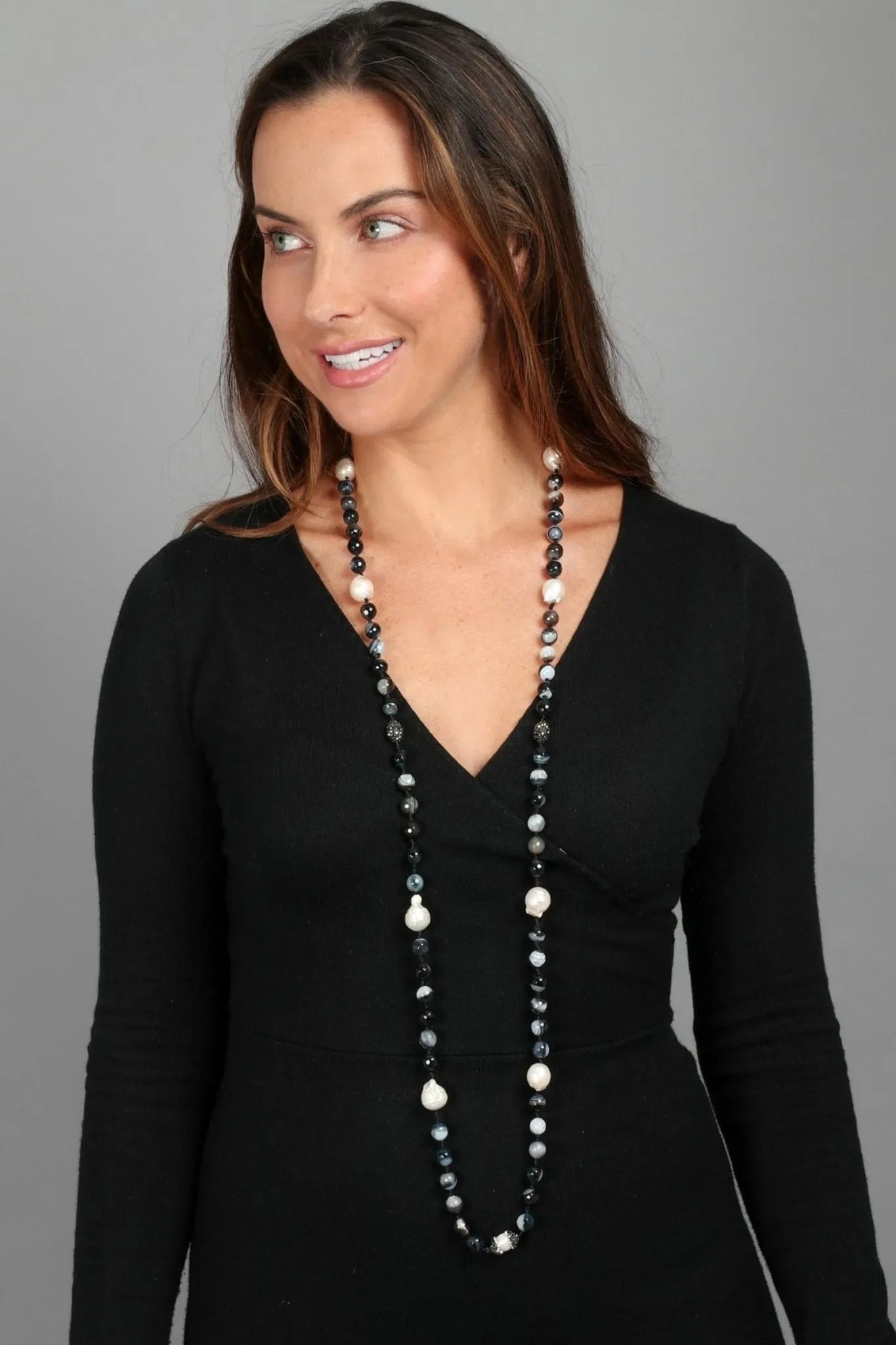 Exquisite Tahitian Pearl Beaded Long Necklace - Elegant Black Pearl Jewelry for Women - Perfect for Weddings, Parties & Special Occasions