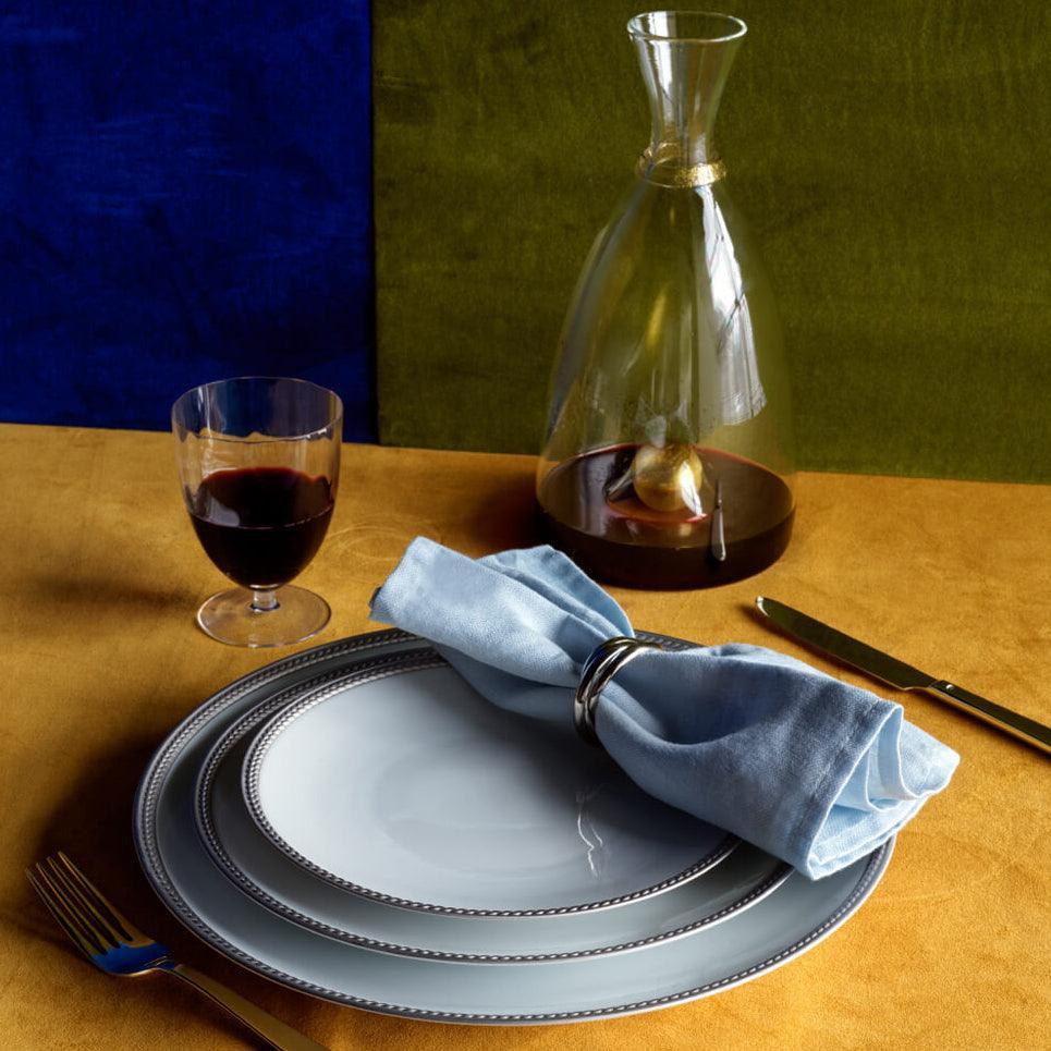 Premium Linen Sateen Napkins Set of 4 - Soft Light Blue Table Linens for Elegant Dining, Wedding Decor & Dinner Parties