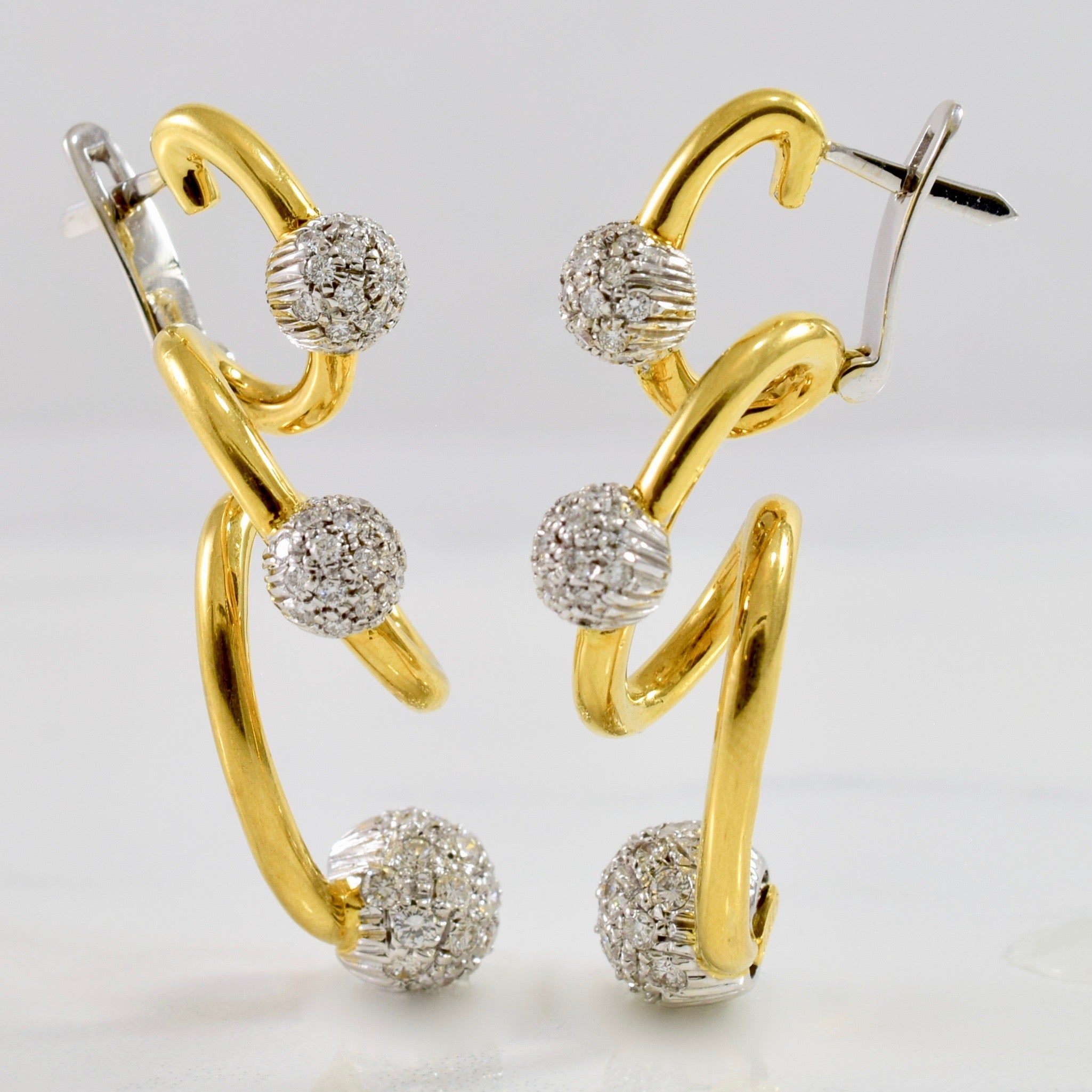 1.44 Carat Diamond Spiral Earrings for Women - Elegant 14K White Gold Dangle Earrings for Wedding, Party & Special Occasions