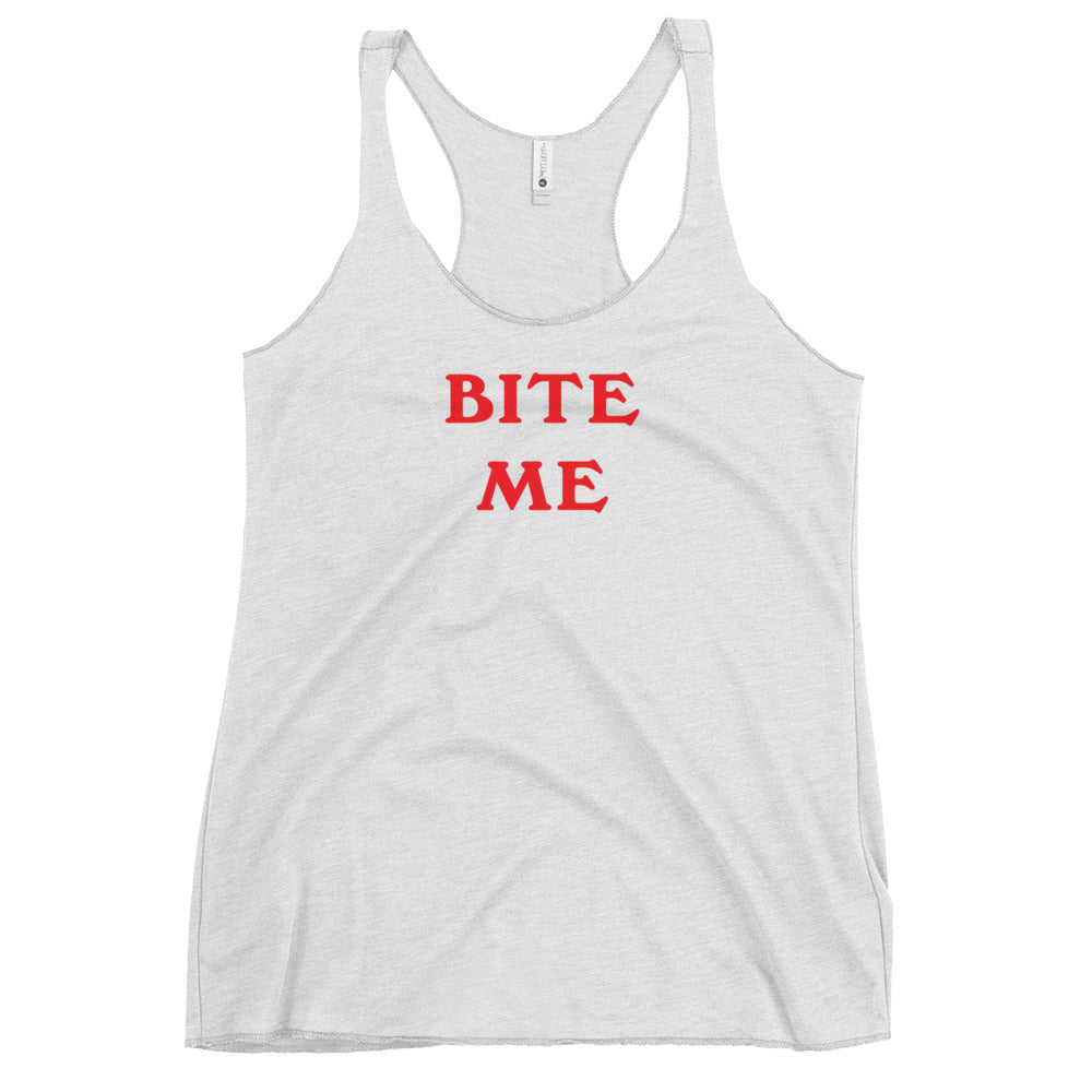 Paris Hilton Y2K Women's Racerback Tank Top - Bite Me Design | Vintage 2000s Fashion for Casual Wear & Summer Outfits