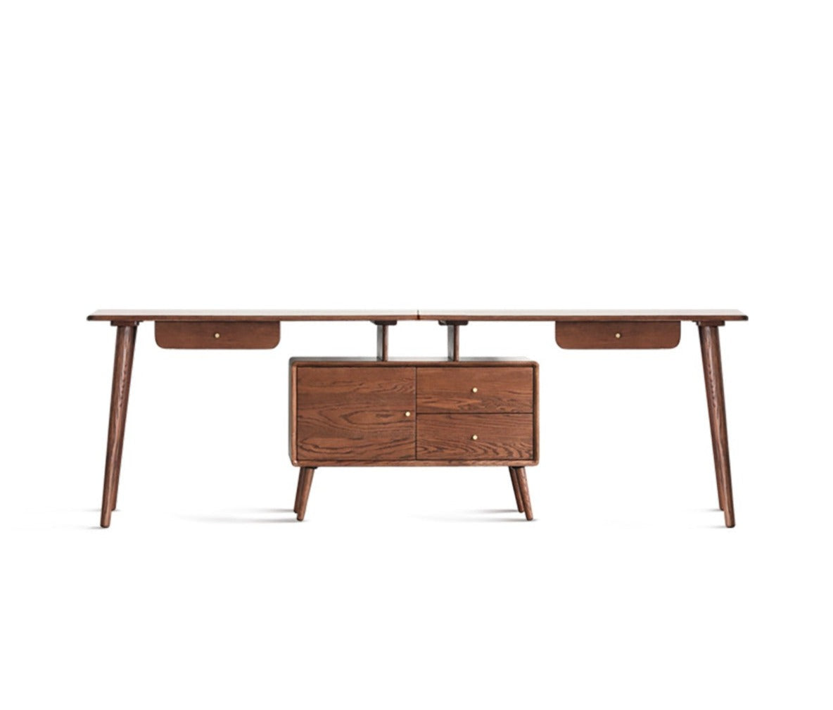 Solid Oak Wood Adjustable Height Office Desk - Extendable Workstation for Home & Business Use