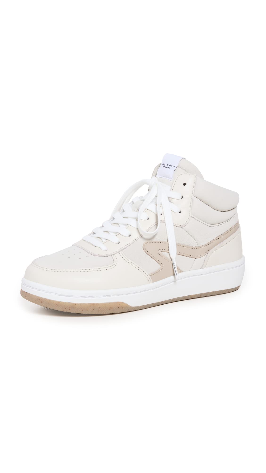 rag & bone Women's Retro Court Mid Sneakers - Vintage-Inspired White Leather Fashion Sneakers for Casual Wear & Everyday Comfort
