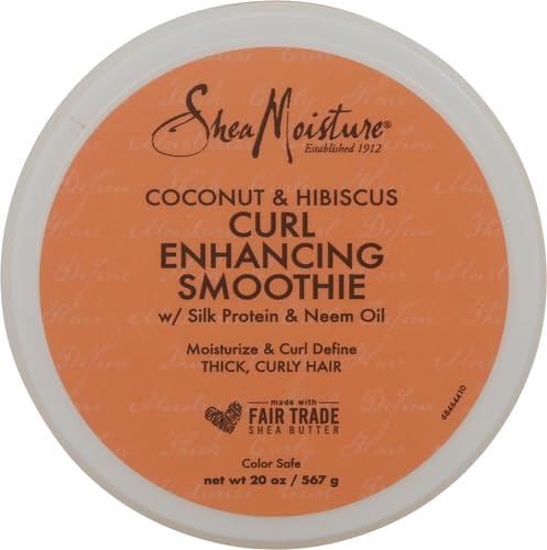 SheaMoisture Coconut & Hibiscus Curl Enhancing Smoothie for Thick, Curly Hair - Sulfate Free, Paraben Free Hair Cream - 20 oz - Perfect for Daily Curl Definition & Hydration