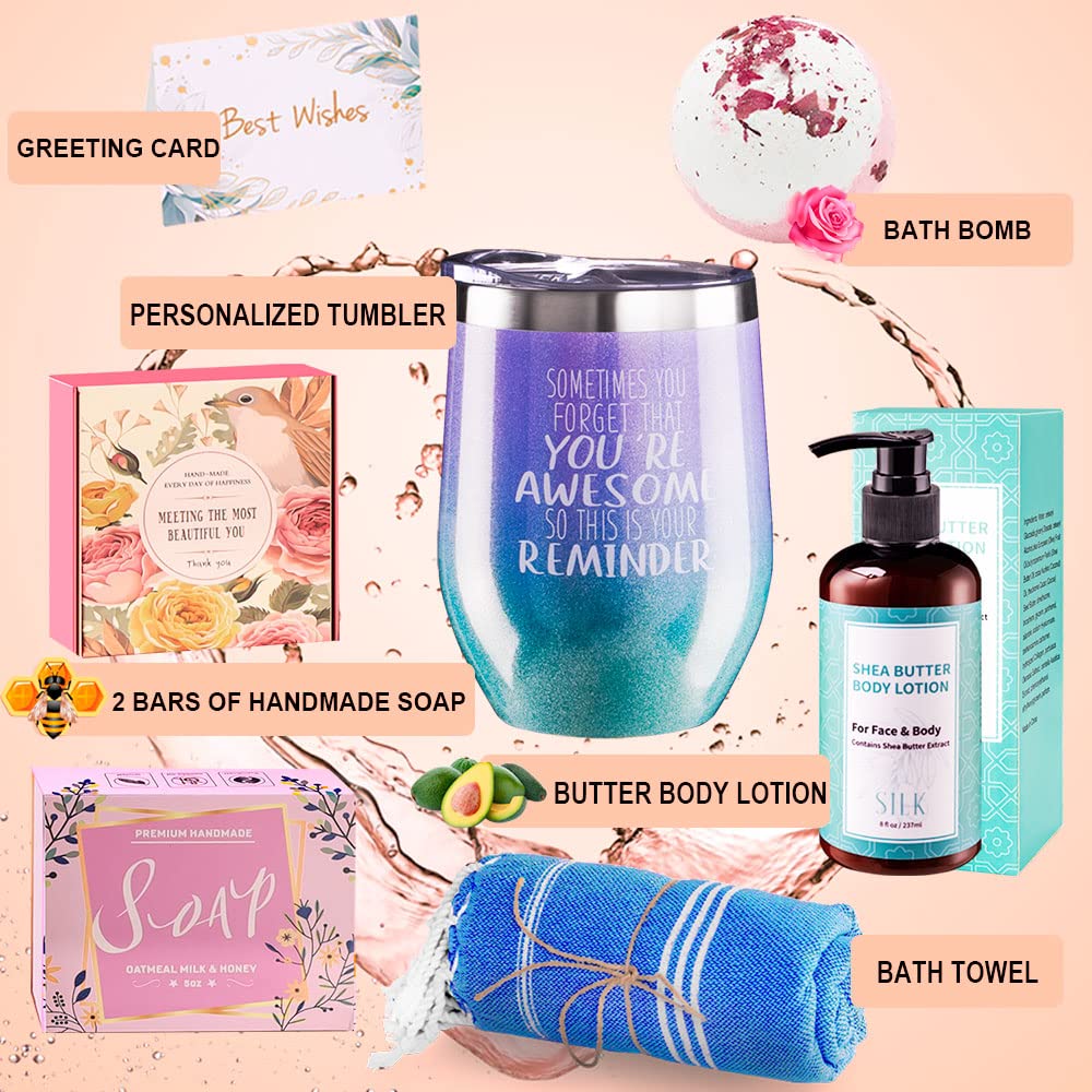 Best Relaxing Spa Gift Box for Women - Birthday Gifts for Wife, Mom, Sister, Girlfriend, Daughter & Best Friend - Luxury Self-Care Present with Glitter Gradation - Perfect for Mother's Day, Anniversary & Special Occasions