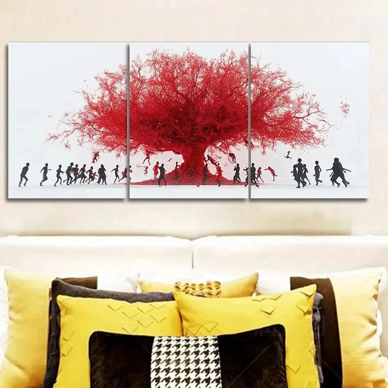 3pcs Mangroves and People Art Painting - Metal Print Wall Decor Ready to Hang - Perfect for Living Room, Bedroom & Office