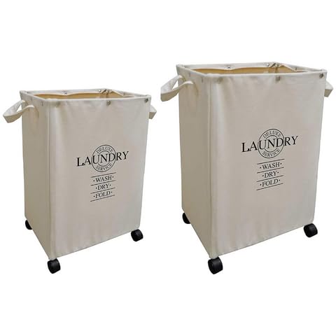 2-Pack Rolling Laundry Basket with Wheels & Handle - Durable Collapsible Laundry Hamper for Bedroom, Bathroom, Dorm, Nursery - Perfect for Small Spaces & Easy Clothes Storage