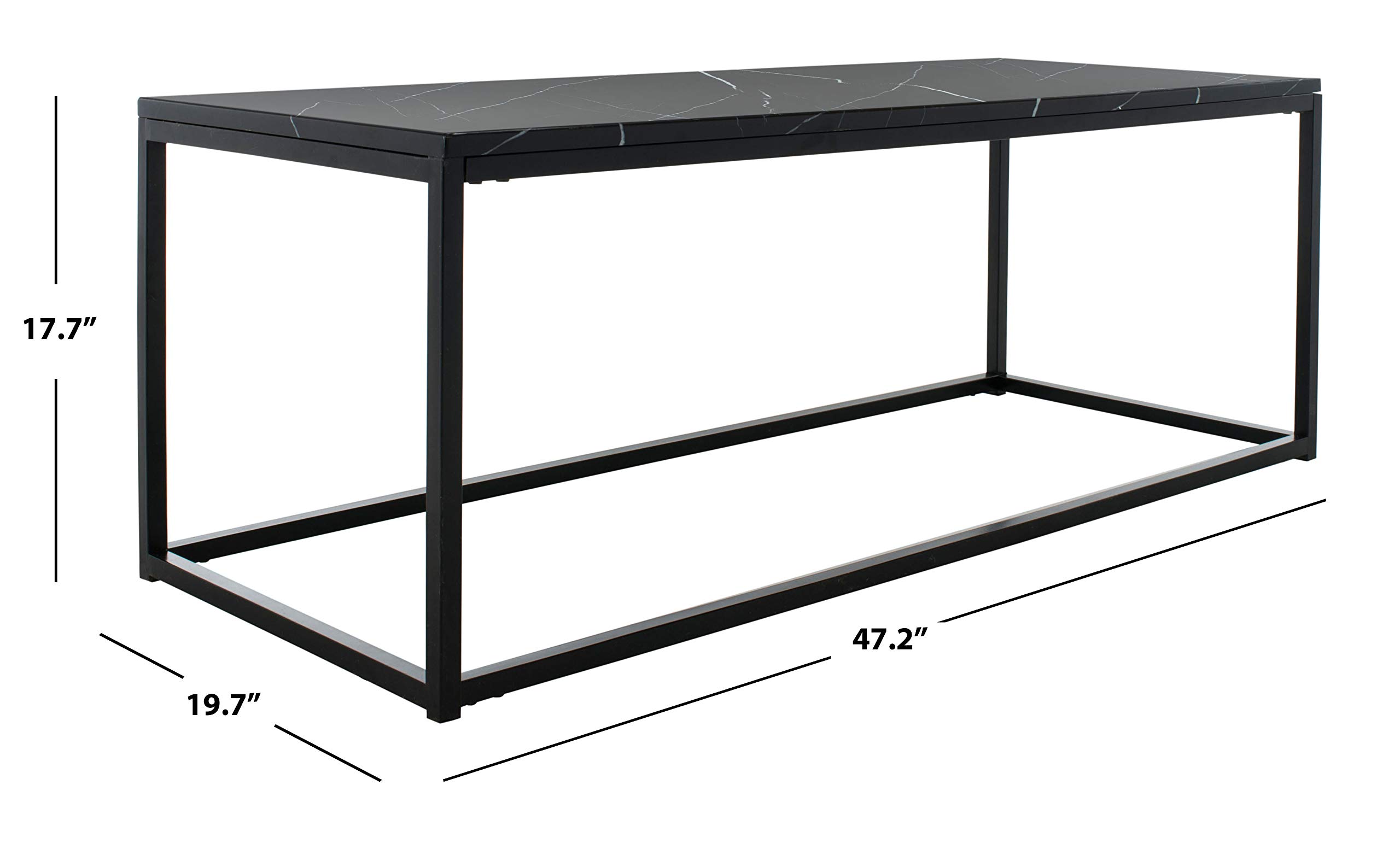 Safevieh Baize Black Rectangle Coffee Table - Modern Living Room Center Table for Home Decor & Stylish Furniture