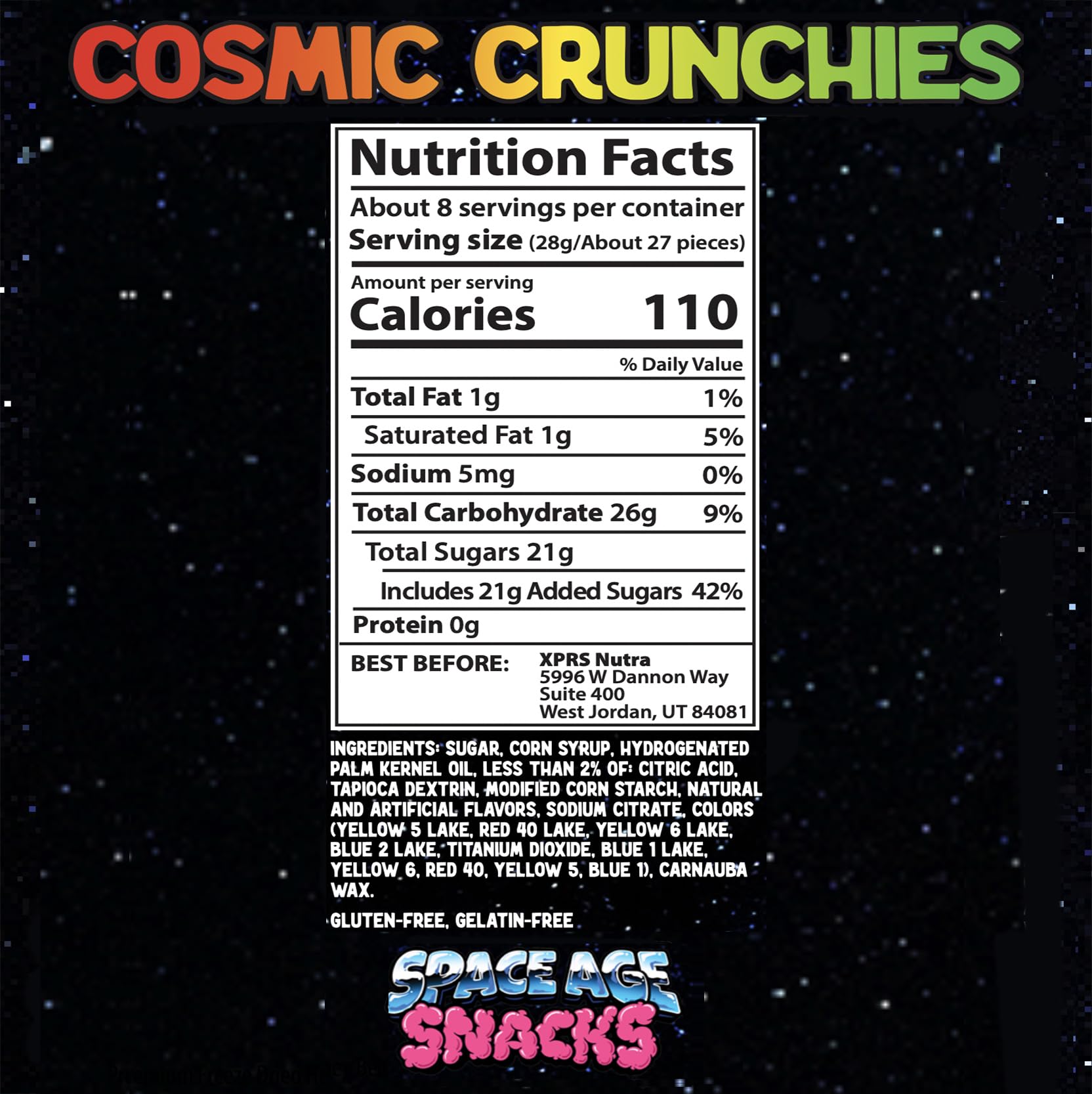 Premium Freeze Dried Candy - 8oz Cosmic Crunchies Space-Themed Snacks | Crunchy Freeze-Dried Treat for Kids & Adults | Perfect for Birthday Parties, Movie Nights & Space-Themed Events
