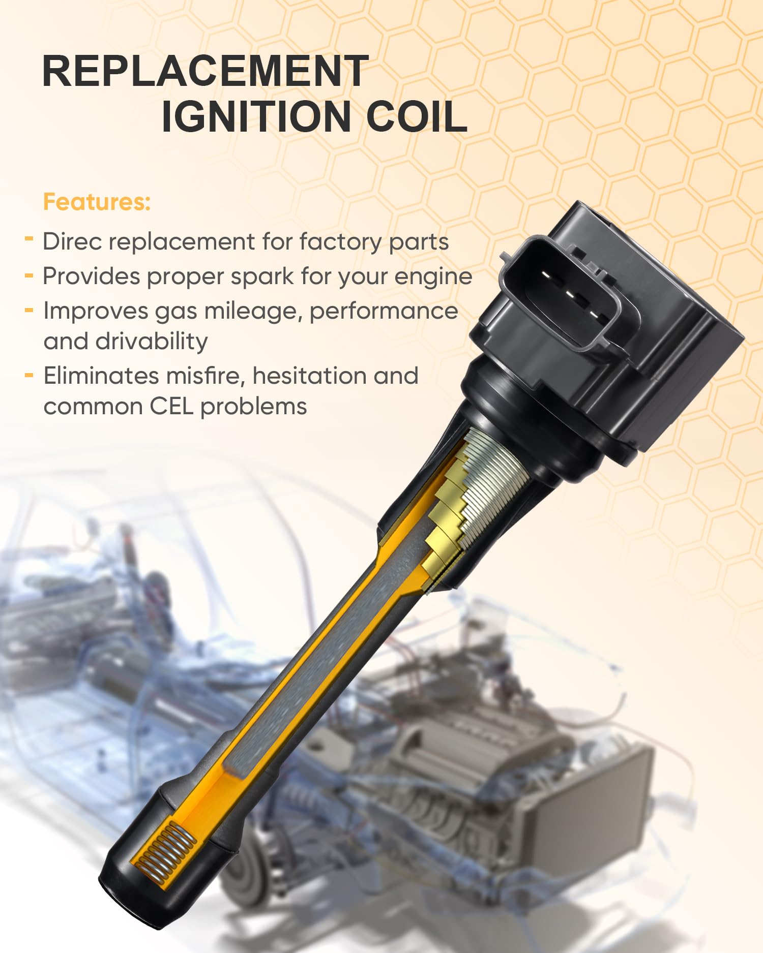 High Performance Ignition Coil Pack for 2007-2017 Nissan Altima 2.5L, Sentra, Rogue, Cube, Versa & Infiniti QX60, FX50, M56 - Direct Replacement for OEM 22448ED000, 22448JA00A, UF549 - Perfect for Engine Tune-Ups & Performance Upgrades
