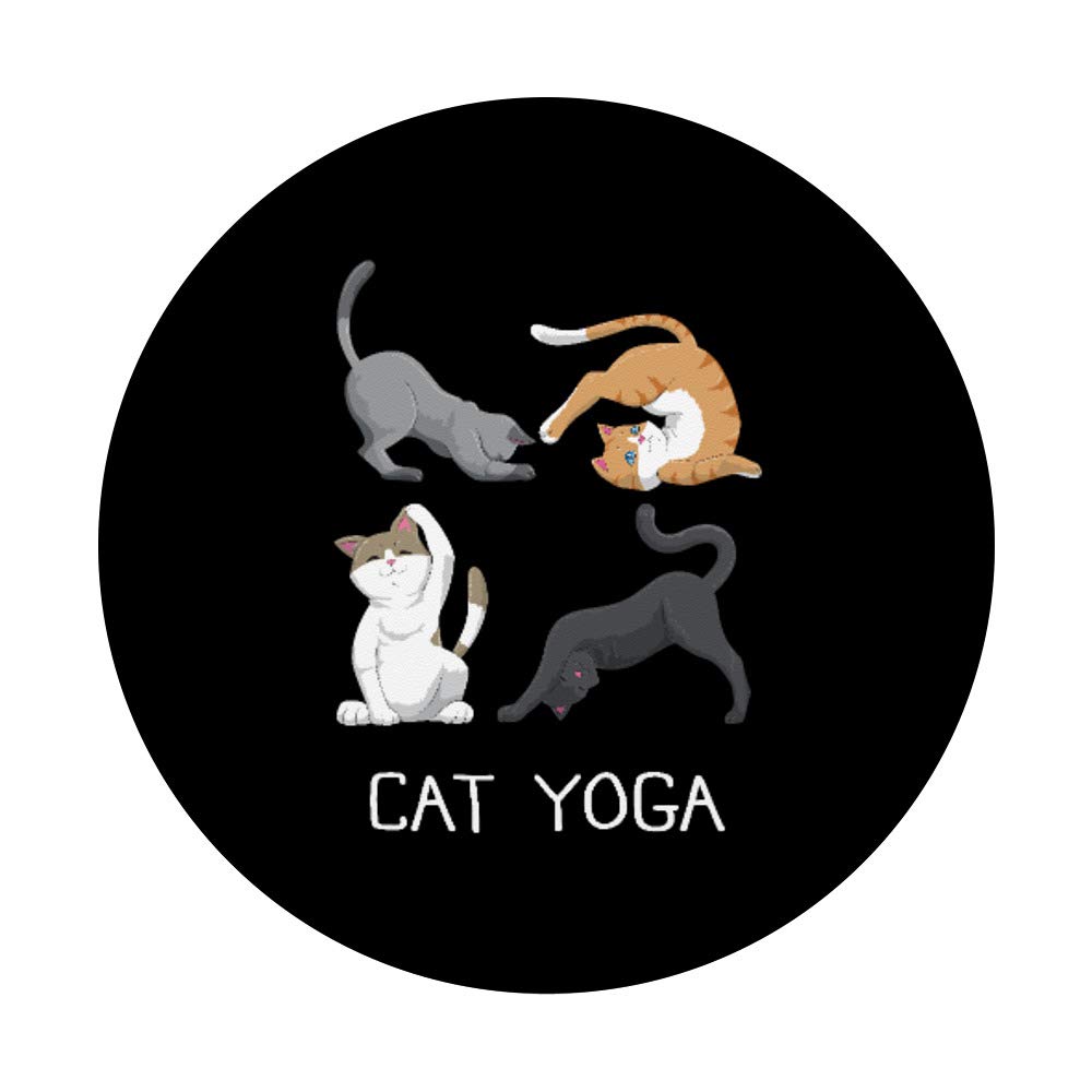 Cat Yoga Shirt for Women - Cute Cat Lover Gift & Cat Mom Tee - PopSockets Phone Grip and Stand for iPhone, Samsung, Tablets - Perfect for Yoga, Meditation & Cat Enthusiasts