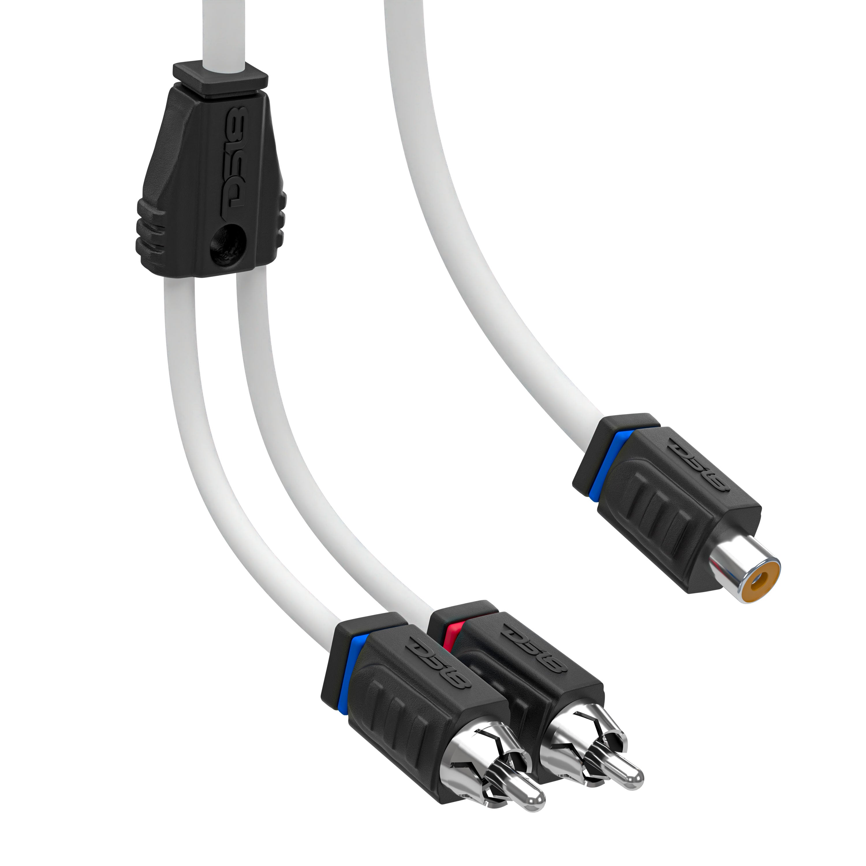 Premium RCA Marine Grade Tinned 100% Copper OFC Y Splitter Cable - 1 Female to 2 Male Connector (White) for Boat Audio Systems & Marine Electronics