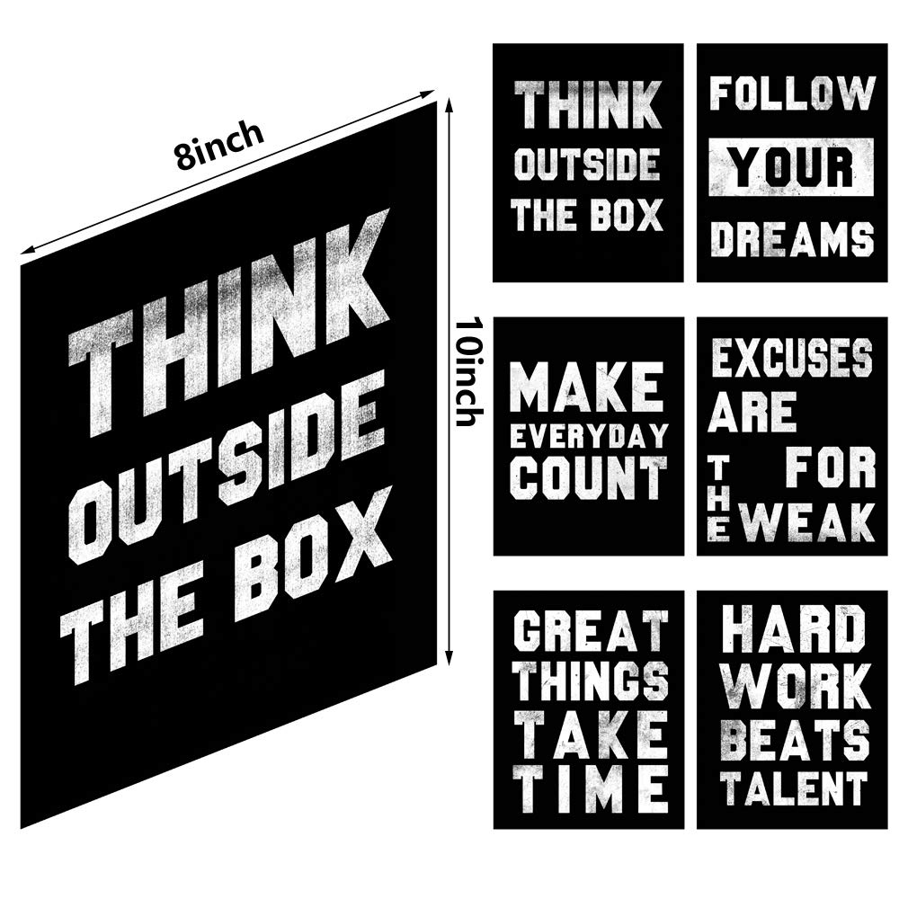 Homanga Motivational Wall Art Posters - Set of 6 Inspirational Quote Canvas Prints (8x10 Inch) for Office, Living Room, Classroom & College Decor | Positive Home & Work Space Decorations | Perfect for Teens, Students & Professionals