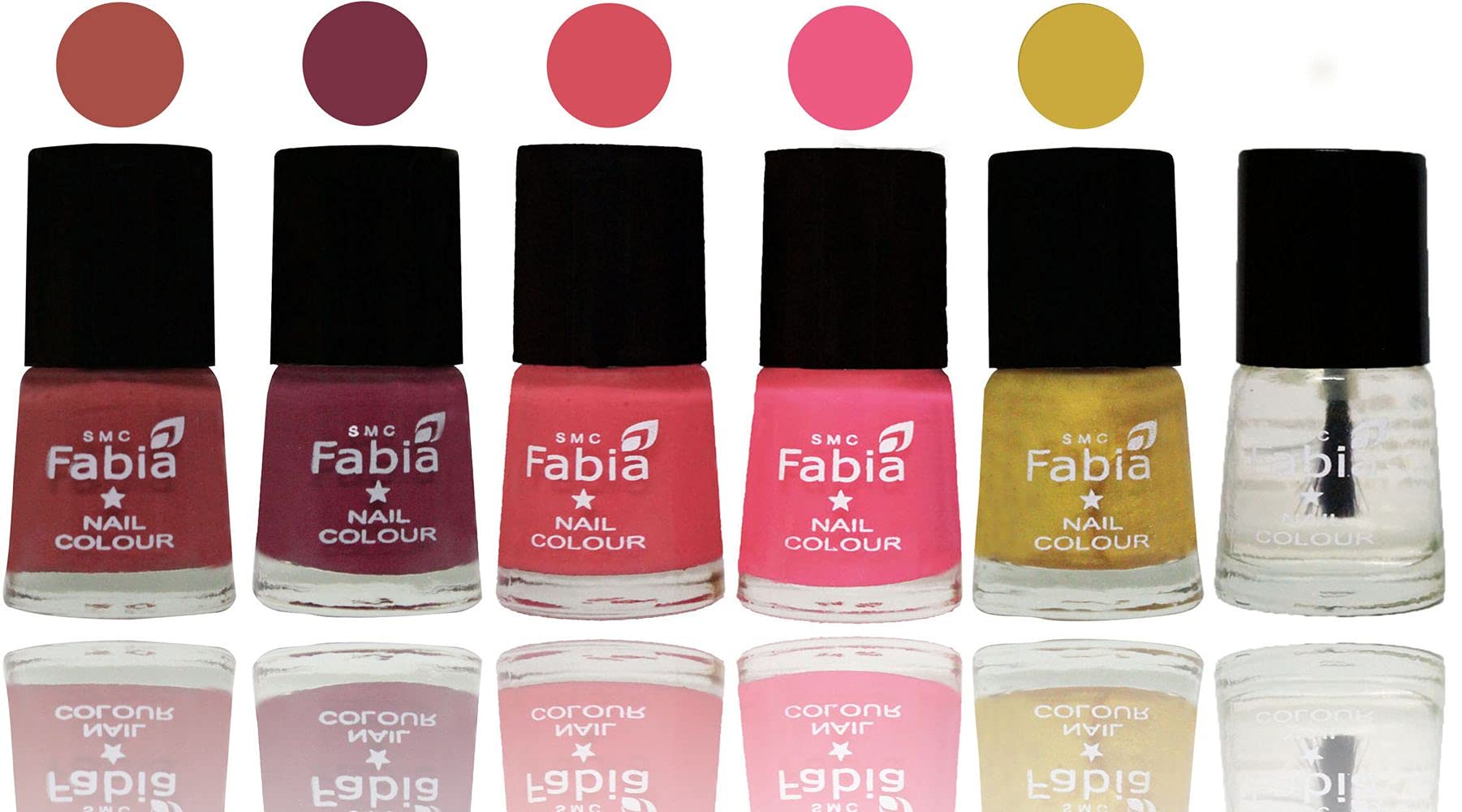 SMC Fabia Shine Bright Glossy Nail Polish Set - 6 Vibrant Colors (03404) | Long-Lasting & Chip-Resistant Nail Paint for Manicures, Pedicures & Salon-Quality Nails at Home