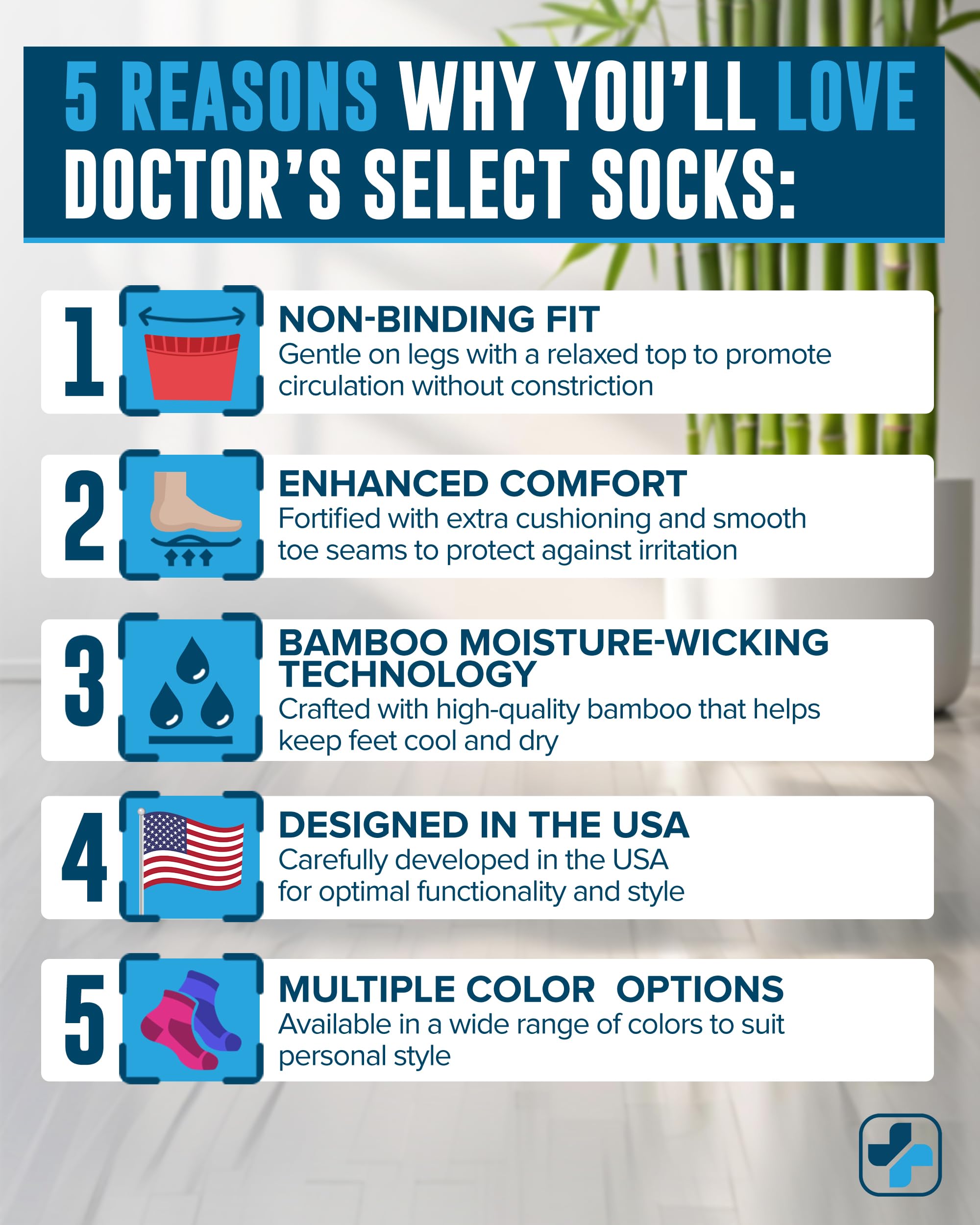 Doctor's Select Bamboo Viscose Diabetic Socks for Men - 3 Pairs Crew Socks for Neuropathy & Circulation | Breathable Comfort for Diabetic Foot Care | Ideal for Daily Wear, Work & Travel