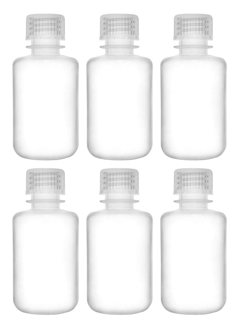 EISCO 6PK 60ml Narrow Mouth Reagent Bottles with Screw Cap - Polypropylene Translucent Lab Bottles for Chemistry Experiments & Science Classrooms
