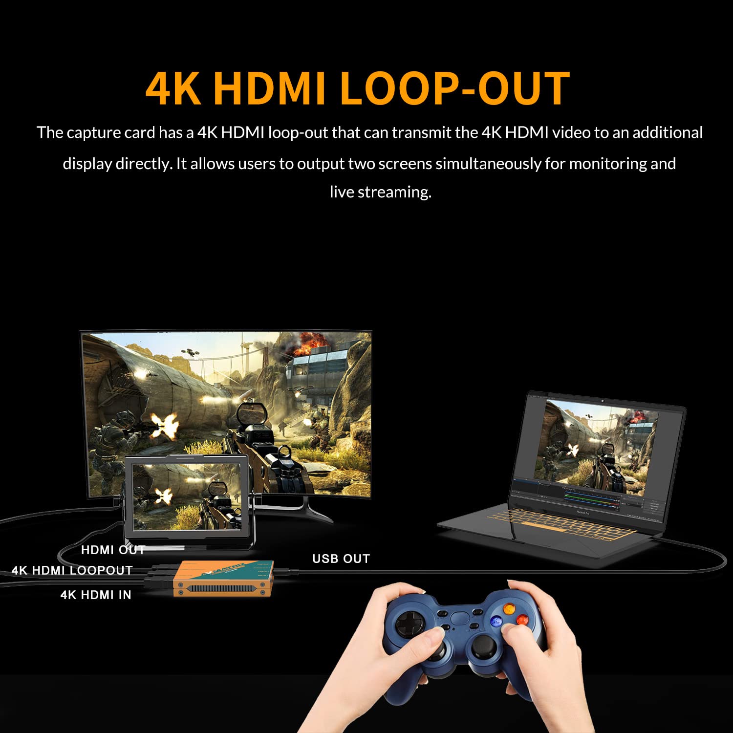AVMATRIX UC1218 4K HDMI 2.0 to USB 3.0 Video Capture Card - Live Streaming Device for PC & Mac - Perfect for OBS, Vmix, YouTube, Zoom, Teams, Twitch - Ideal for Online Conferences, Church Services, Teaching & Gaming Streams