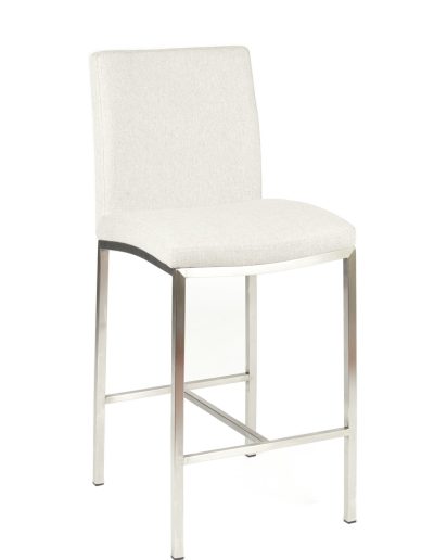 Adam Stool in Dove Fabric Seating - Modern Upholstered Stool for Living Room, Bedroom, or Office - Comfortable and Stylish Home Decor Accent Piece