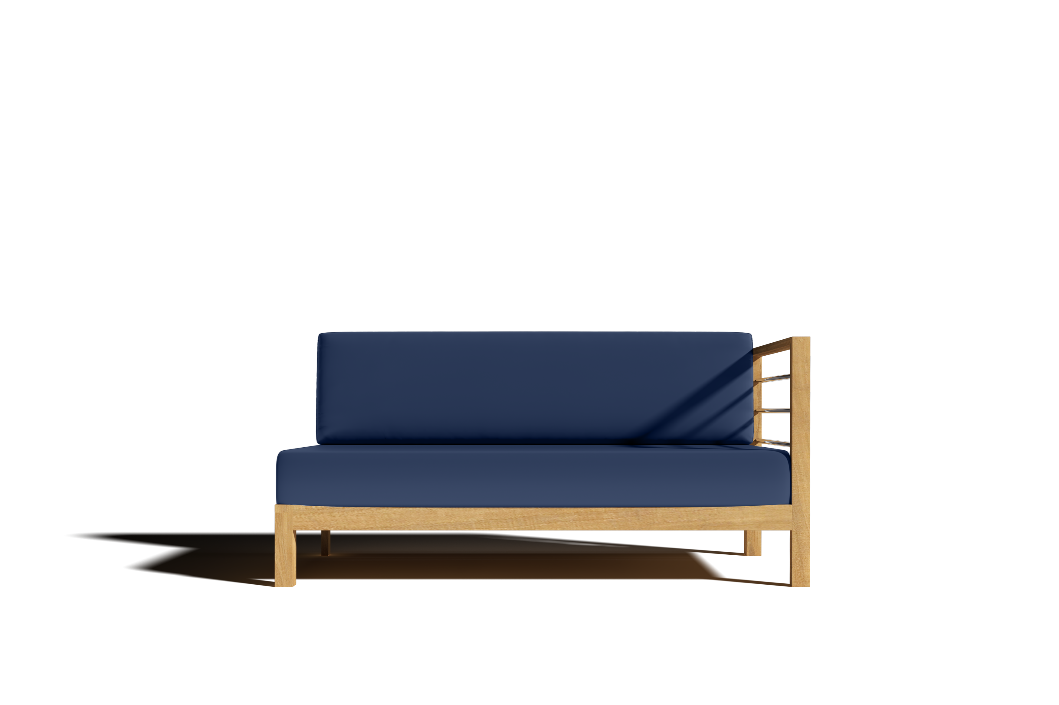 Premium 7-Piece Teak Outdoor Sectional Deep Seating Set with Sunbrella Navy Cushions - Waterproof & Durable Patio Furniture for Backyard, Poolside & Garden Relaxation