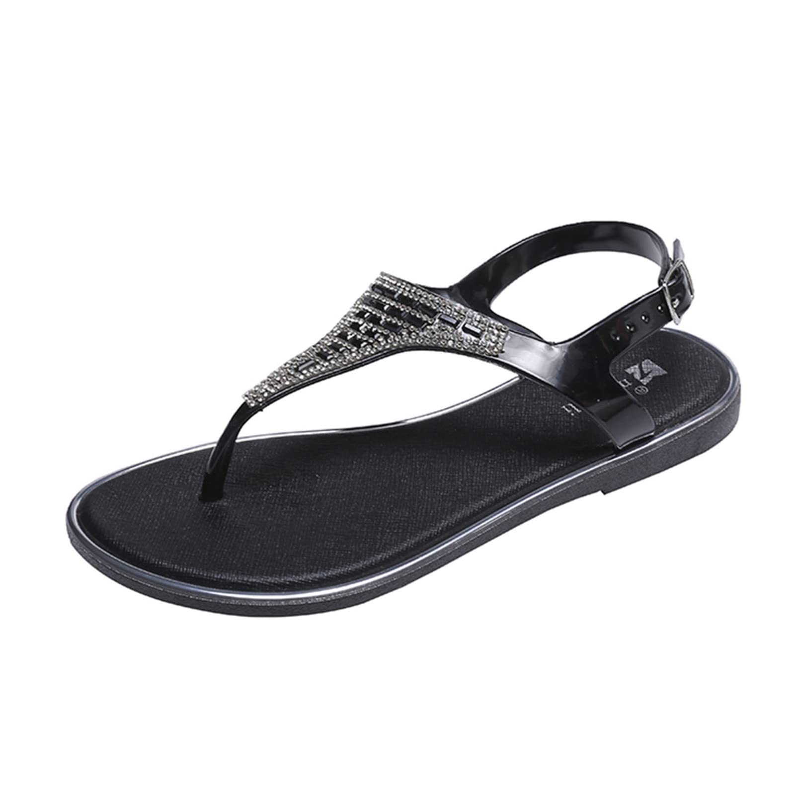 Women's Rhinestone Bohemian Summer Sandals - Flat Flip Flops for Beach, Spring & Vacation | Stylish Comfort for Poolside, Travel & Casual Outings