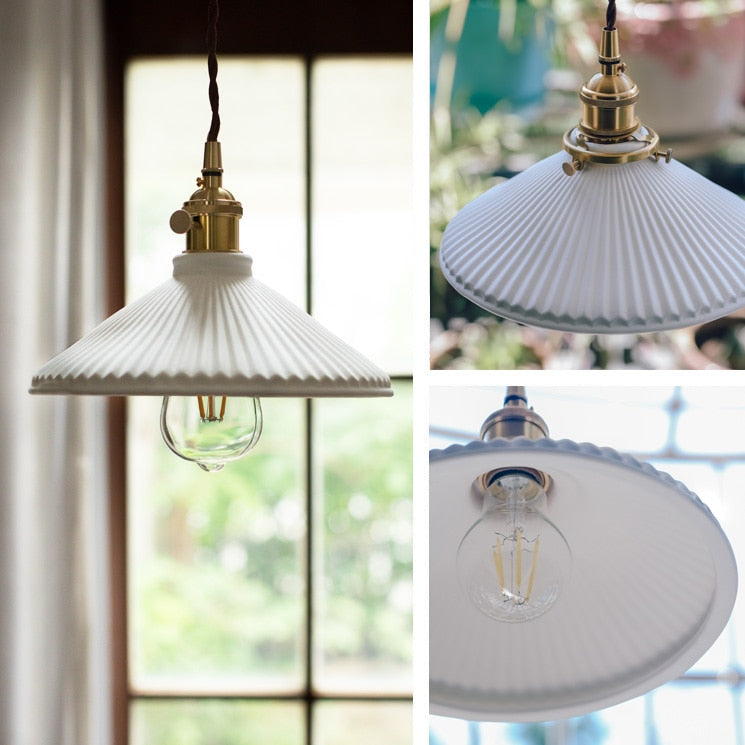 Modern White Ceramic Pendant Light - Elegant Hanging Ceiling Lamp for Kitchen Island, Dining Room & Bedroom Lighting