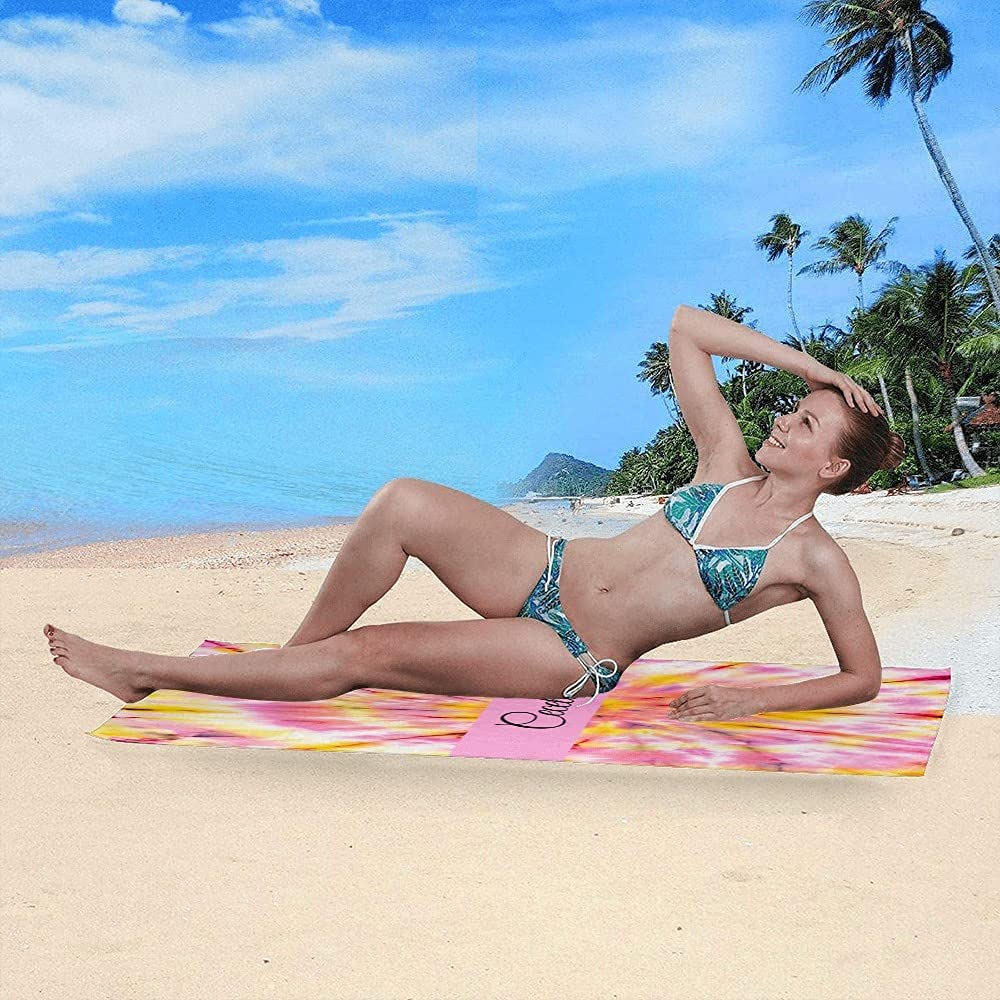 Custom Tie Dye Beach Towels with Name - Personalized Beach Towel for Adults | Naisian NIANWUDU E-Shine | Perfect for Beach Vacations, Pool Parties & Summer Outings
