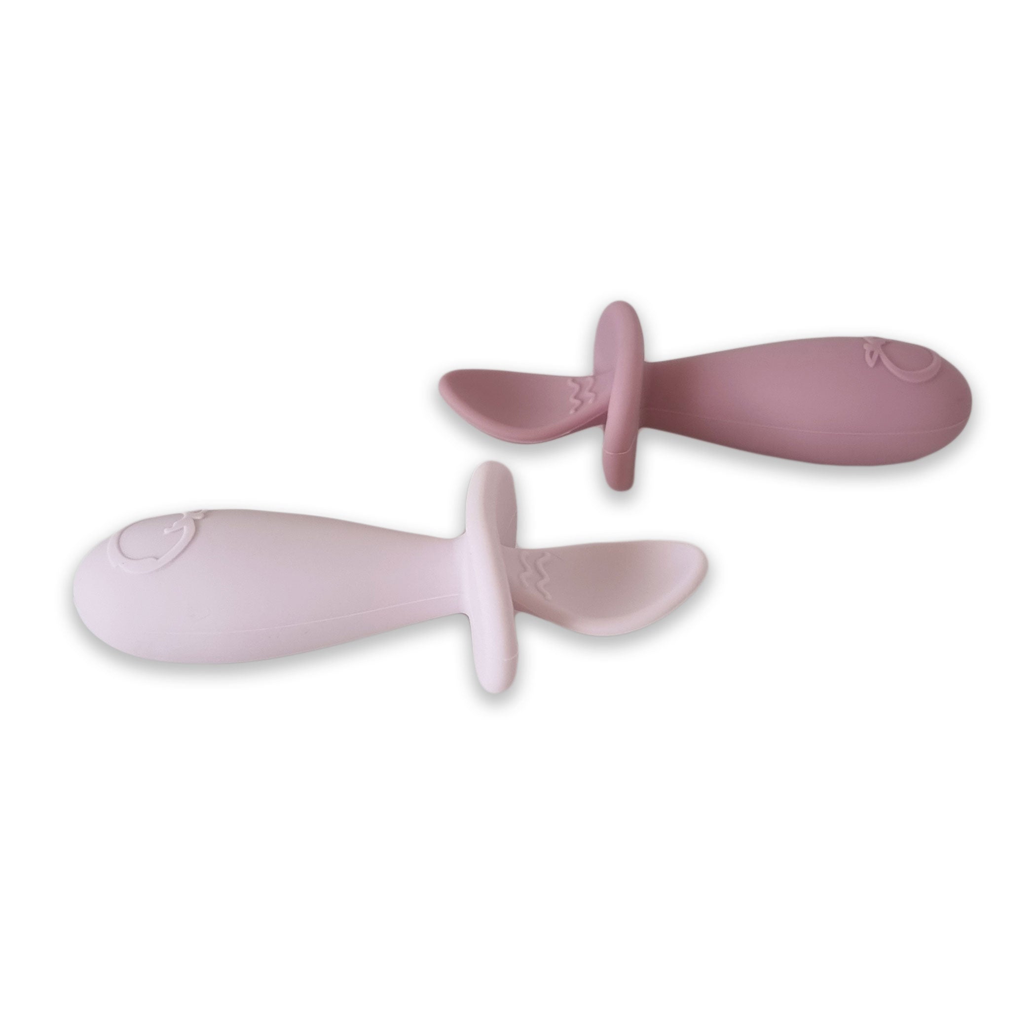 Plum Silicone Easy Grip Baby Spoon Set - 2 Pack Soft Infant Feeding Utensils for Toddlers (Dusty Berry & Rose) - Perfect for Baby-Led Weaning, Purees & First Foods