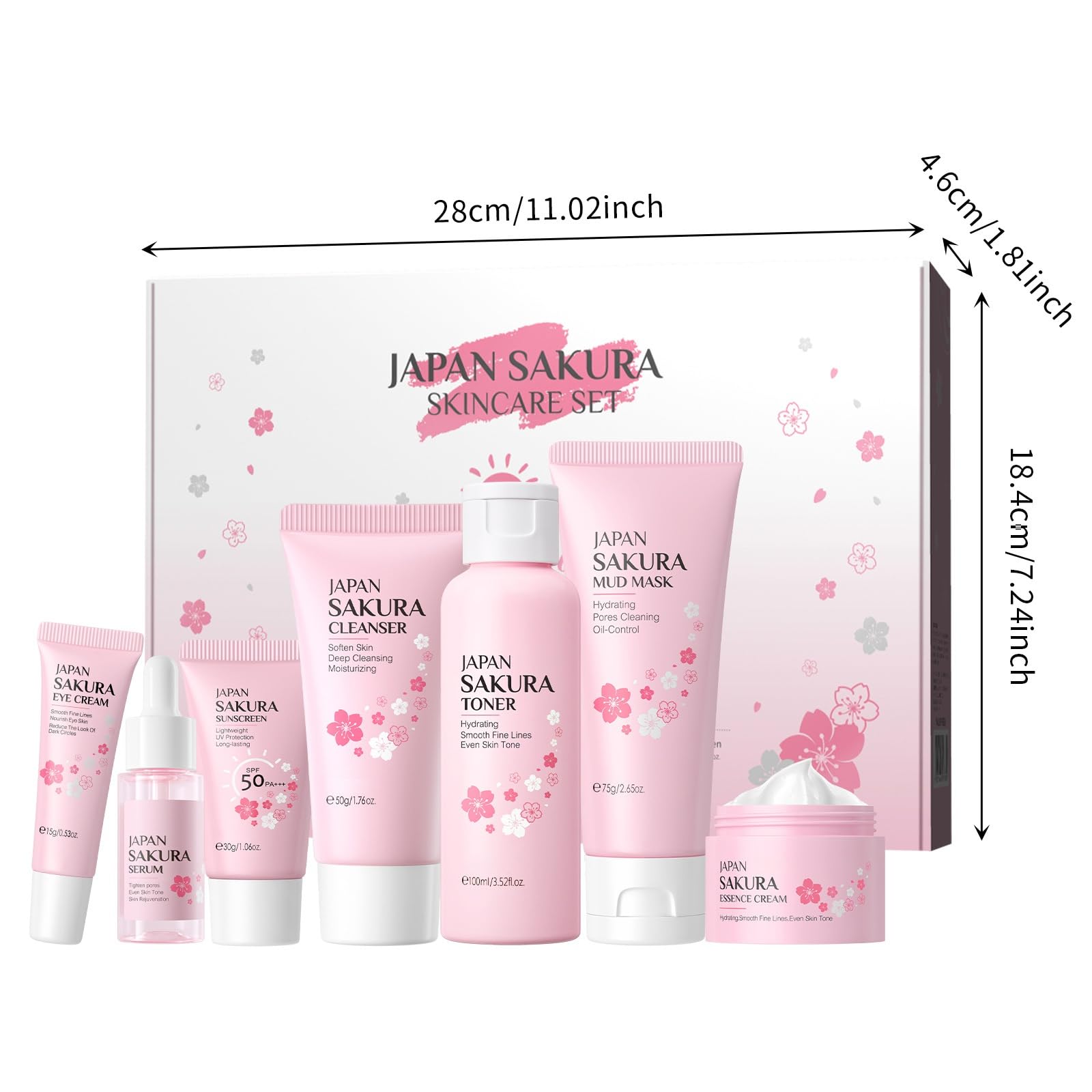 Premium Skincare Gift Set for Women - Complete Facial Care Kit with Cleanser, Toner, Serum, Moisturizer, Mud Mask, Eye Cream & SPF | Perfect for Teens, Moms & Self-Care Routines | Daily Beauty Regimen & Spa Night Essentials