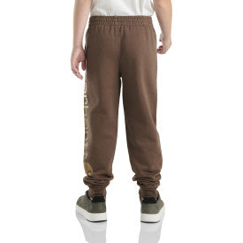 Youth Fleece Logo Sweatpants for Men & Women - Soft Comfortable Jogger Pants with Elastic Waist - Chestnut Brown Casual Lounge Pants for Home, Gym, and Outdoor Activities