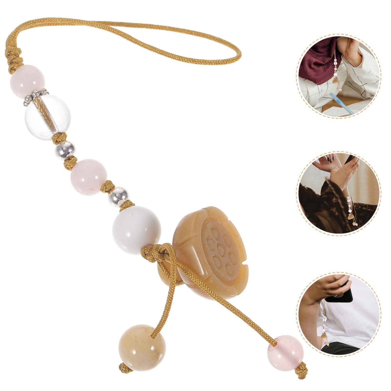 Hemobllo Jade Agate Phone Strap - Creative Keychain & Car Hanging Pendant - Elegant Phone Charm for Mobile, Keys, Car Decor & Fashion Accessories (Yellow) | Perfect for Daily Use, Gifts & Personal Style Enhancement