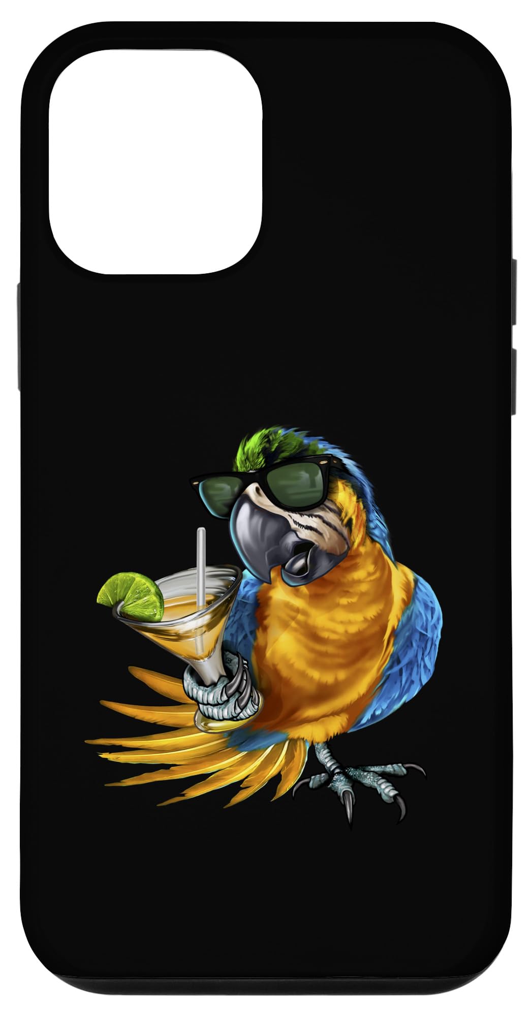 iPhone 12 Mini Case - Macaw Parrot Drinking Margarita Tropical Beach Design | Perfect for Vacation, Summer & Tropical Theme Lovers