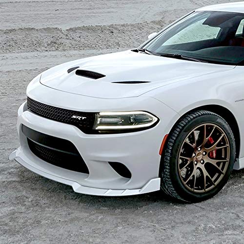 3PCS Front Bumper Lip Kit for 2015-2021 Dodge Charger | RA-Style Splitter Trim Protection Spoiler | Air Dam Chin Diffuser (Painted White) | Enhances Aerodynamics & Street Racing Style