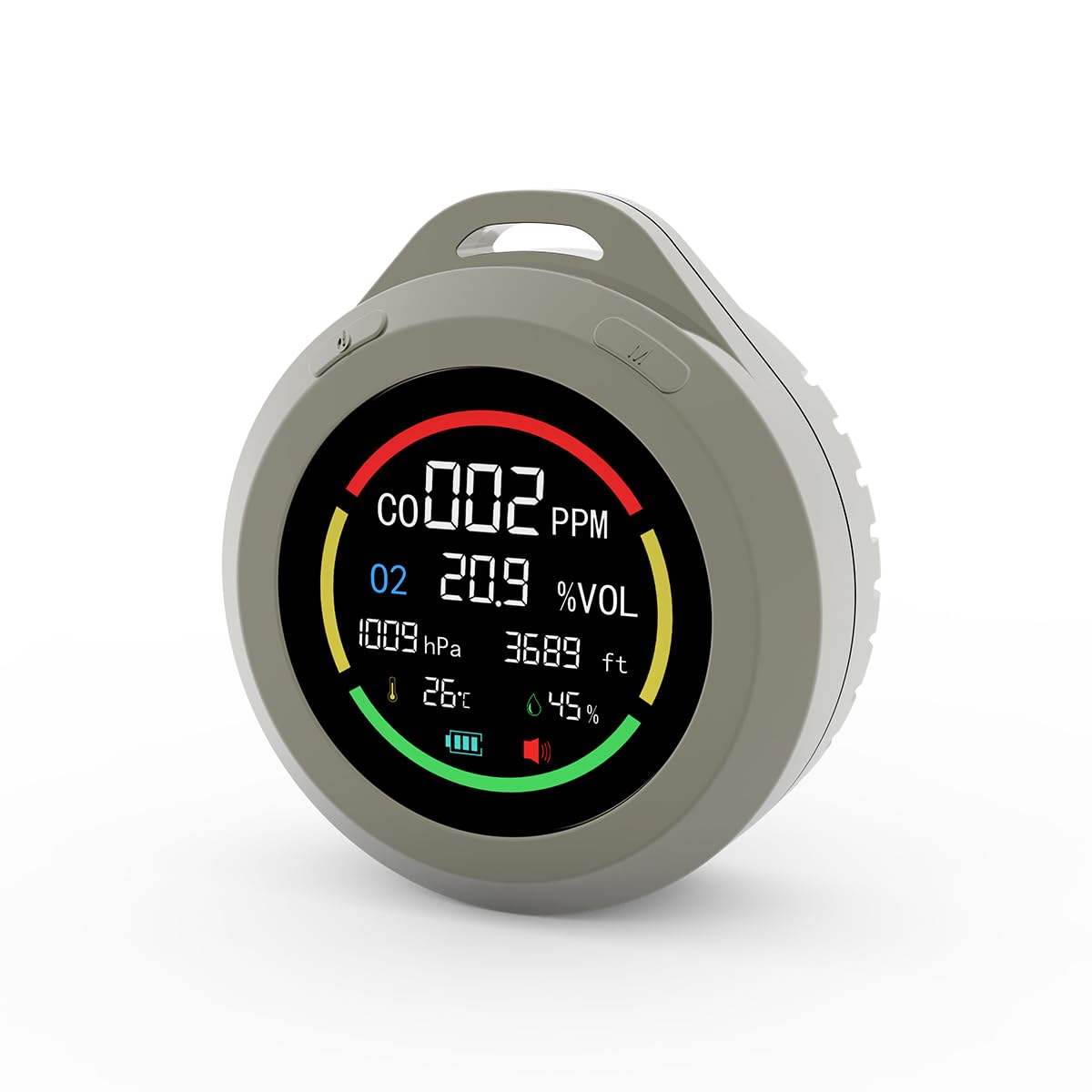 6-in-1 Portable Oxygen Detector with CO, Altimeter, Barometer, Temperature & Humidity Monitor - O2 Meter for Hiking, Camping, RVs, Home Safety & Outdoor Activities (Green) - Perfect for Travel, Emergency Preparedness & Air Quality Testing
