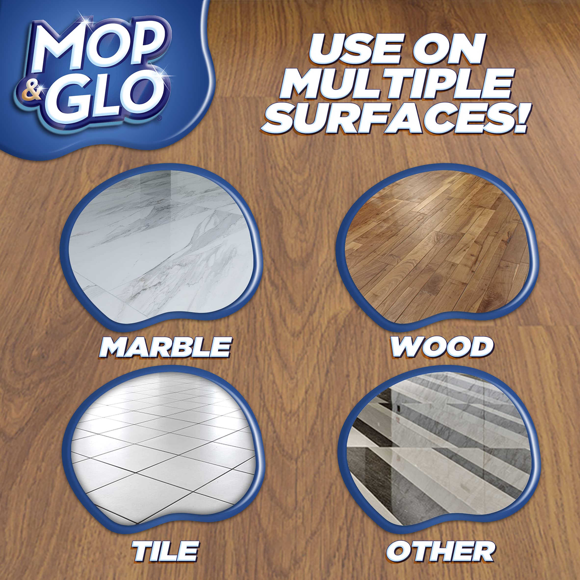 Mop & Glo Professional Multi-Surface Floor Cleaner - Fresh Citrus Scent (64 Oz) | Tile, Vinyl, Laminate & Hardwood Floor Cleaner | Perfect for Kitchens, Bathrooms & High-Traffic Areas