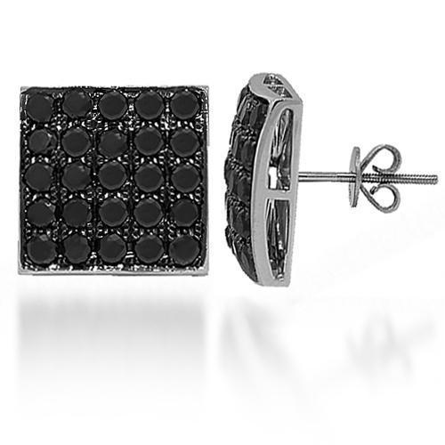 14K White Solid Gold Black Diamond Stud Earrings 4.10 Ctw - Elegant Jewelry for Women, Perfect for Weddings, Parties & Special Occasions