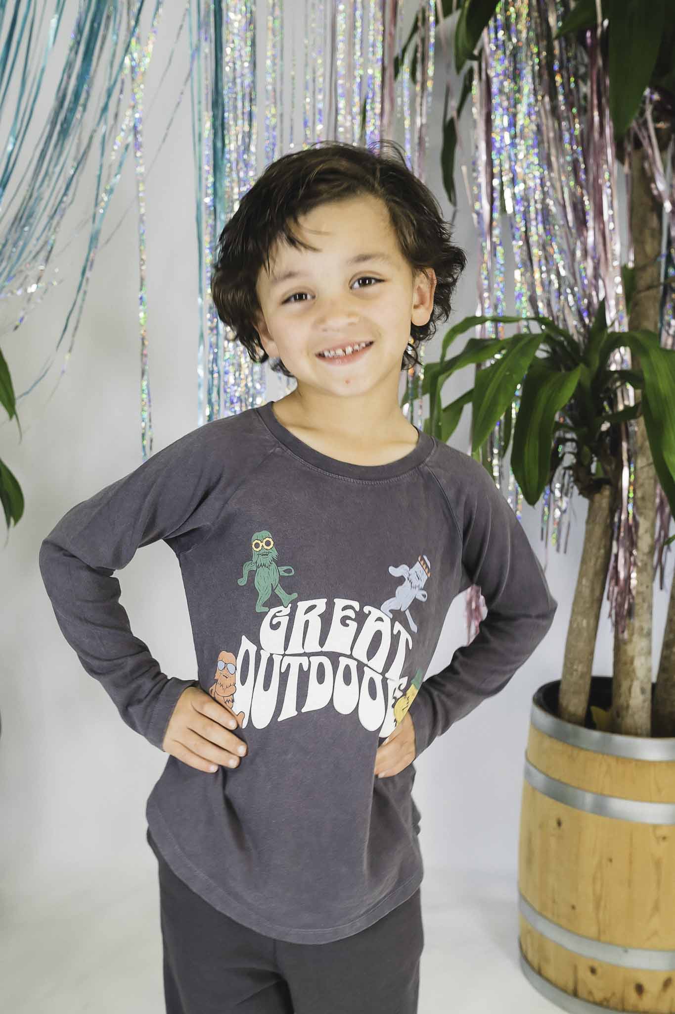 Great Outdoors Raglan Shirt for Boys - Comfortable & Durable Long Sleeve Tee for Hiking, Camping & Outdoor Adventures