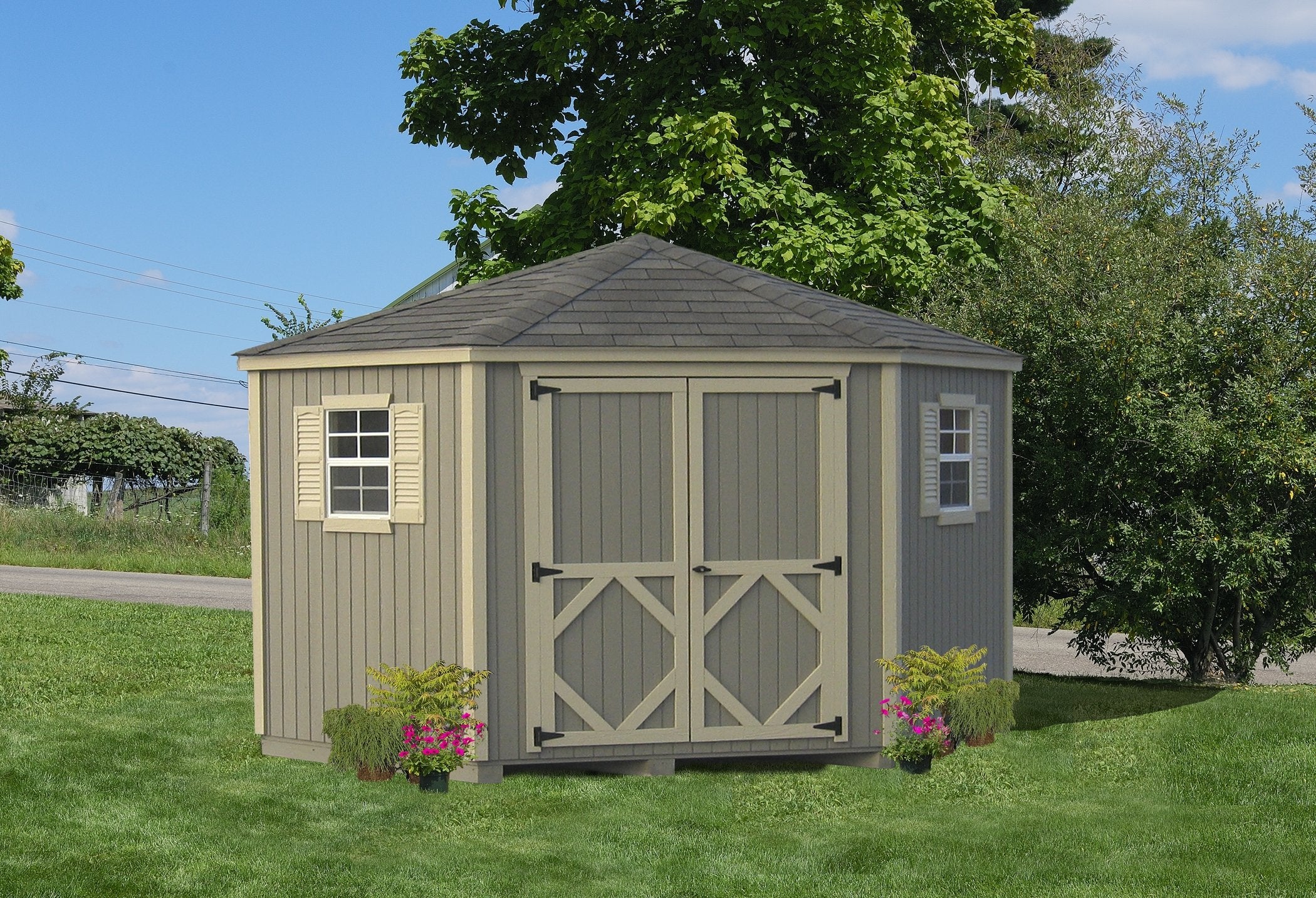 Classic Five Corner Shed Panelized Kit - Easy DIY Garden Storage Shed for Outdoor Tools & Equipment