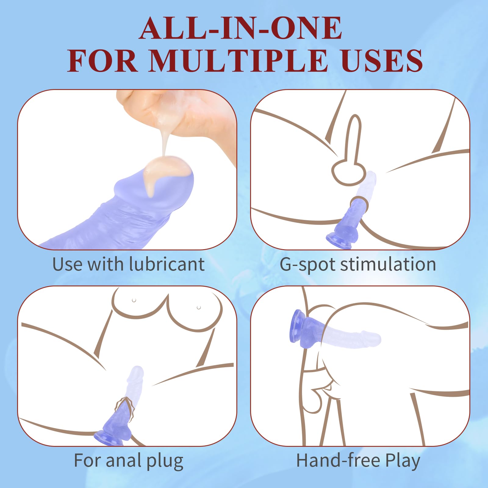 7 Inch Realistic Dildo for Women & Men - Soft Body-Safe Silicone G-Spot Stimulator with Strong Suction Cup - Curved Shaft for Vaginal & Anal Play - Hands-Free Adult Sex Toy for Couples & Solo Use (Blue) - Perfect for Bedroom Fun, Spicing Up Relationships & Private Pleasure Time