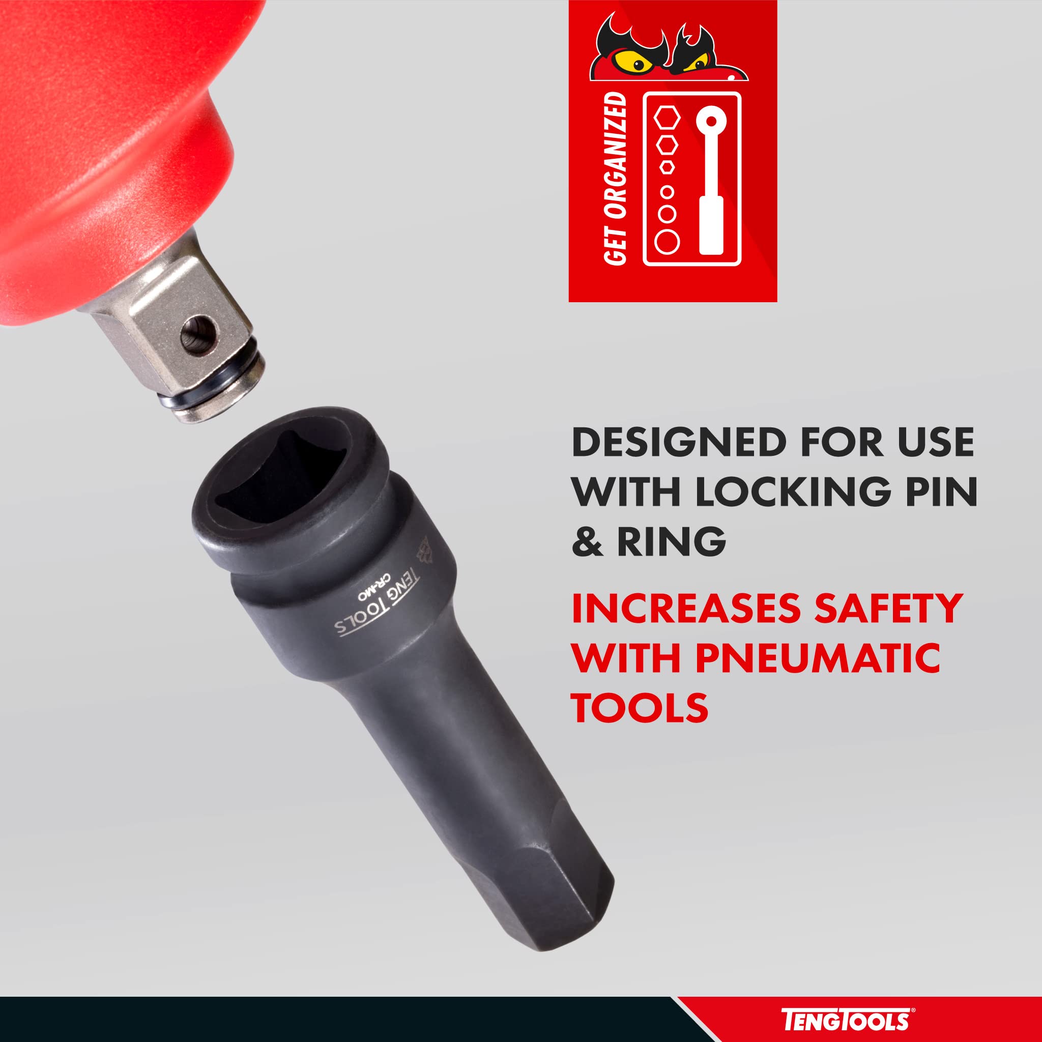 Teng Tools 10MM 1/2 Inch Drive Metric Hex Chrome Molybdenum Impact Socket - Professional Mechanic Hand Tool (921510-C) for Auto Repair & Industrial Maintenance