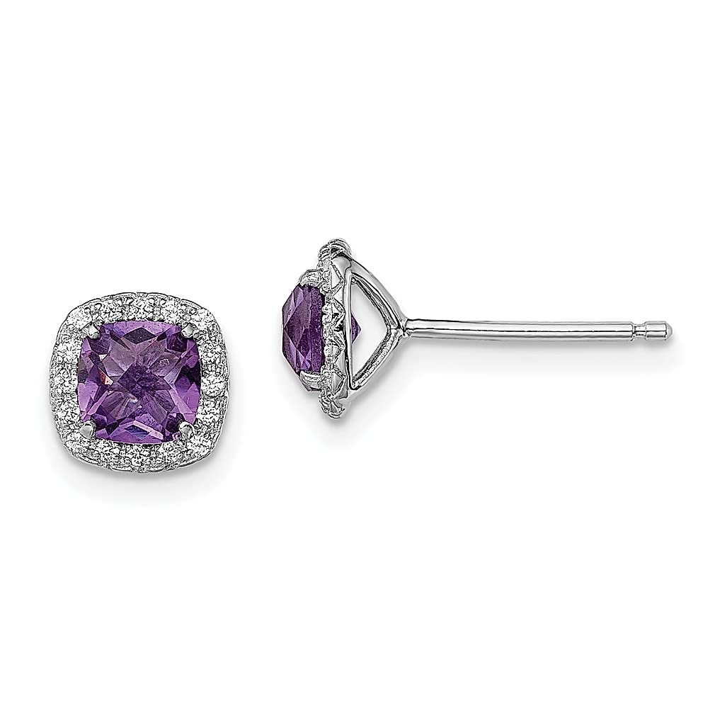 925 Sterling Silver Purple Amethyst & White Sapphire Stud Earrings - February Birthstone Jewelry for Women, Elegant Gift for Her | Perfect for Valentine's Day, Anniversary & Special Occasions