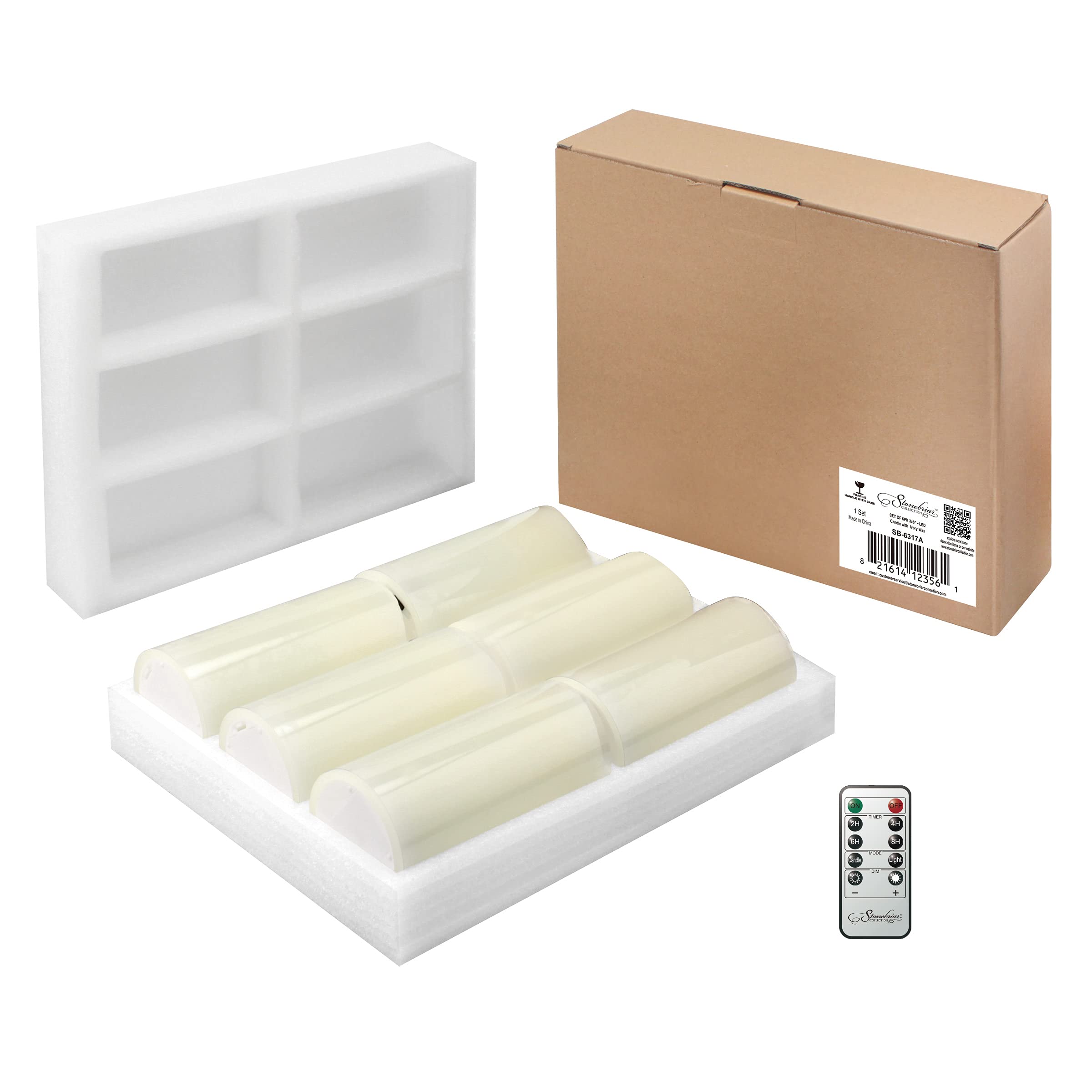 6-Pack Ivory Real Wax Flameless LED Pillar Candles - 3x6 Inches with Remote & Timer for Home Decor, Wedding Centerpieces, and Romantic Ambiance