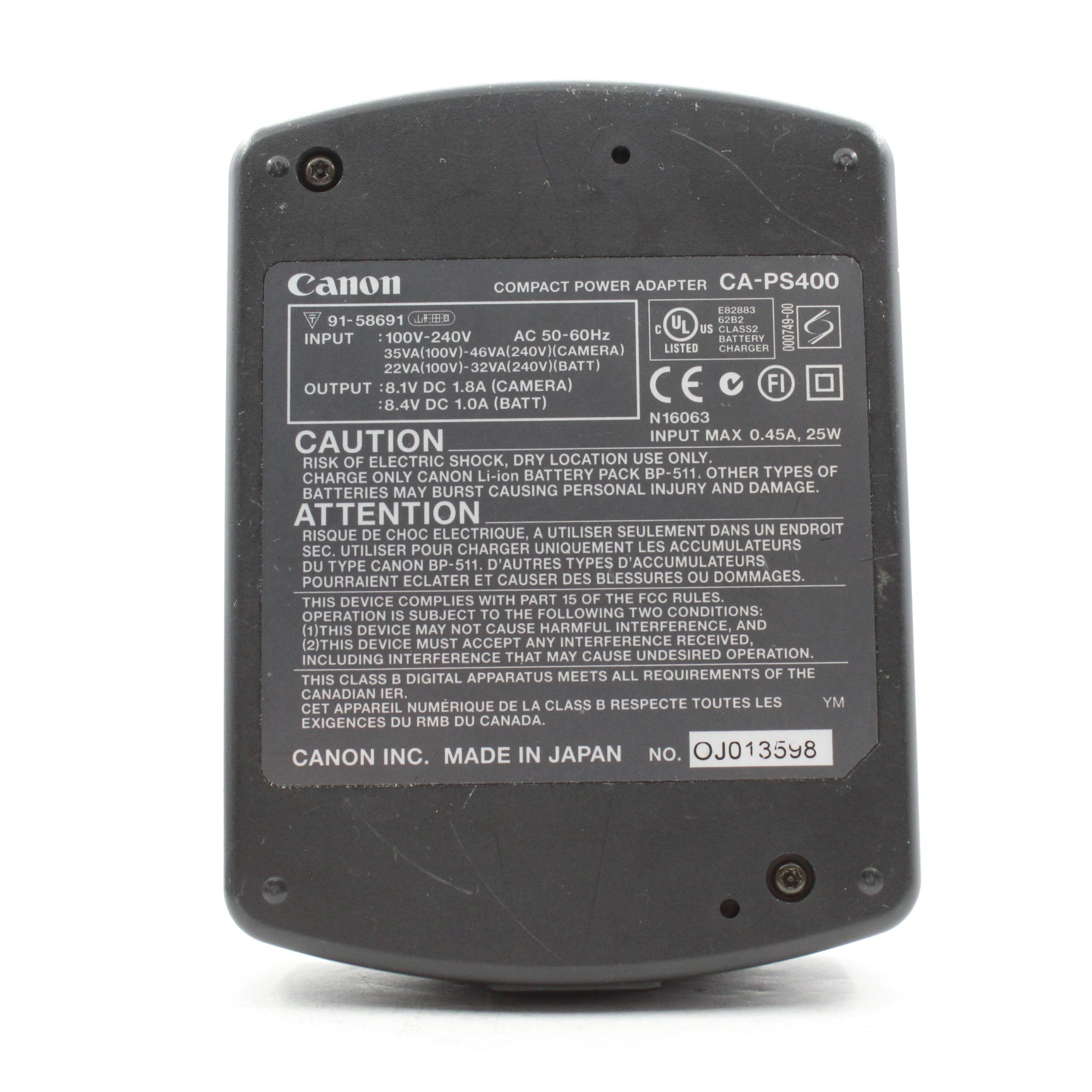 Refurbished Canon CA-PS400 Compact Power Charger for Canon Cameras - Perfect for Travel & Outdoor Photography