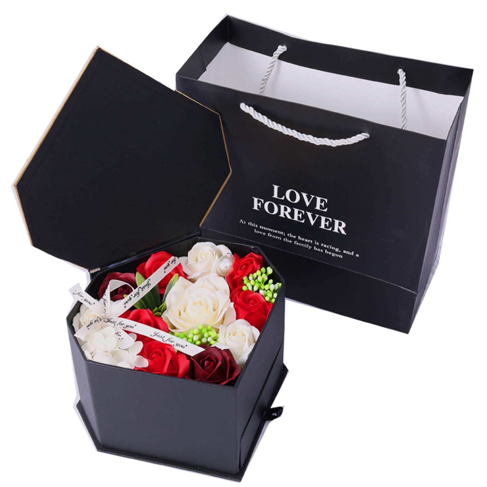 Luxury Rose Soap Gift Set - 2 Layer Heart Shaped Bath Soap with Real Rose Petals for Women, Mom, Girlfriend - Perfect for Valentine's Day, Birthday, Anniversary & Christmas Gifts - Romantic Bath & Relaxation Self Care