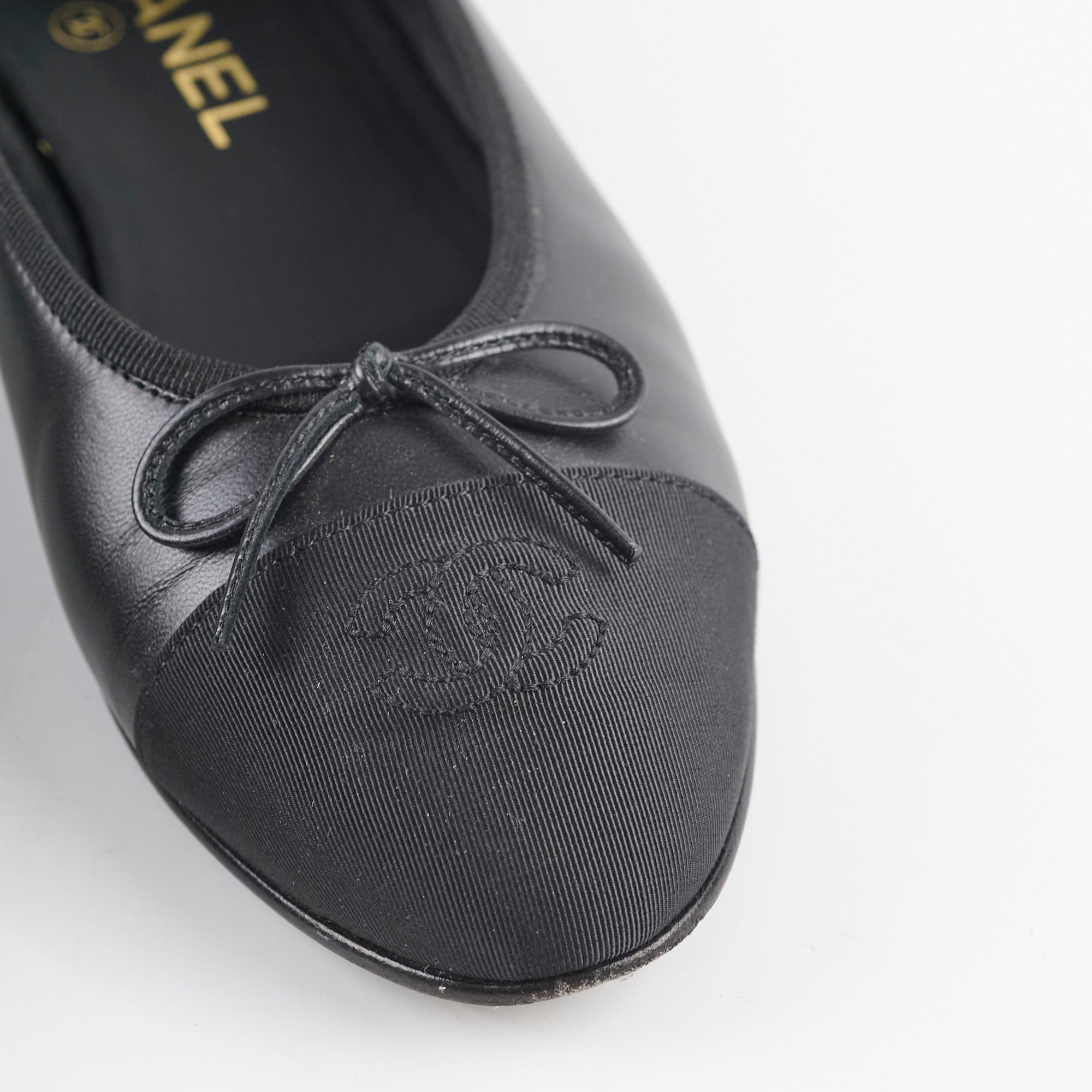 Chanel Black Leather Ballet Flats for Women - Size 37.5 (US 7) | Classic Comfortable Loafers for Work, Travel & Everyday Wear