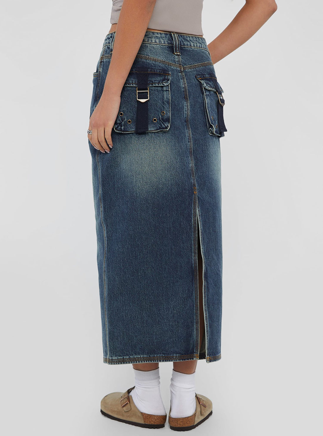 Guess Originals Blue Mid Cargo Skirt for Women - Stylish Casual Streetwear Skirt with Pockets | Perfect for Everyday Wear, Outings & Fashion Outfits