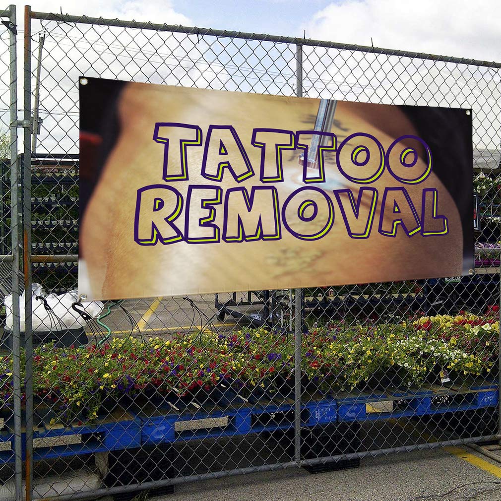 Custom Vinyl Banners 48x96 Inches - Heavy Duty Weatherproof Outdoor Sign with 8 Grommets for Tattoo Removal Advertising, Business Promotion & Yard Signs (Multiple Sizes Available) - Perfect for Trade Shows, Storefronts & Event Marketing