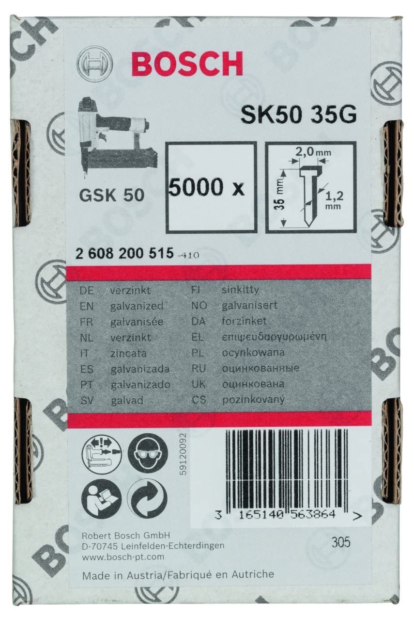 Bosch 2608200515 35mm Galvanized Finish Nails - 5000 Pcs for Woodworking, Carpentry & DIY Projects | Durable & Rust-Resistant