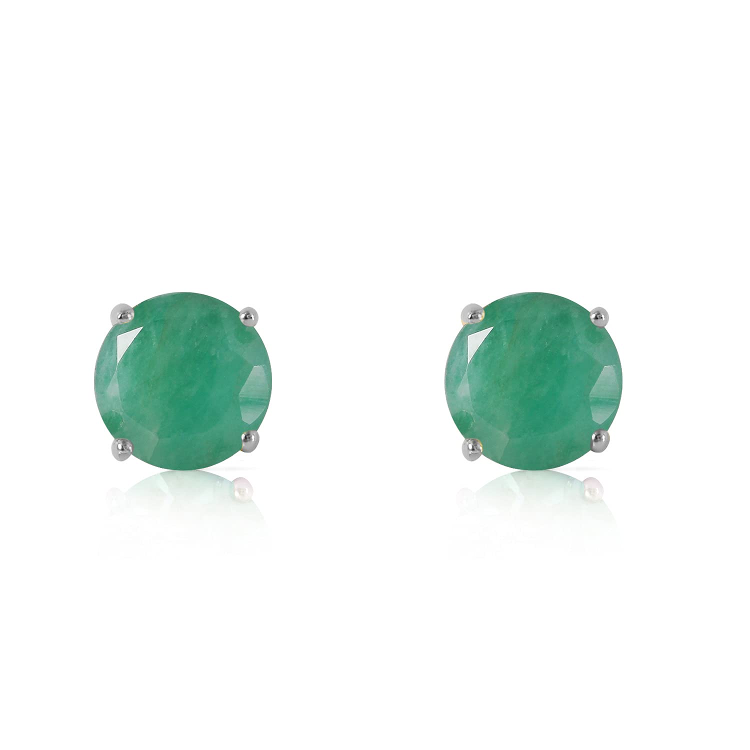 14K White Gold Emerald Stud Earrings - GG Galaxy Gold Collection | Elegant Jewelry for Women, Gift for Her, Wedding, Anniversary & Special Occasions