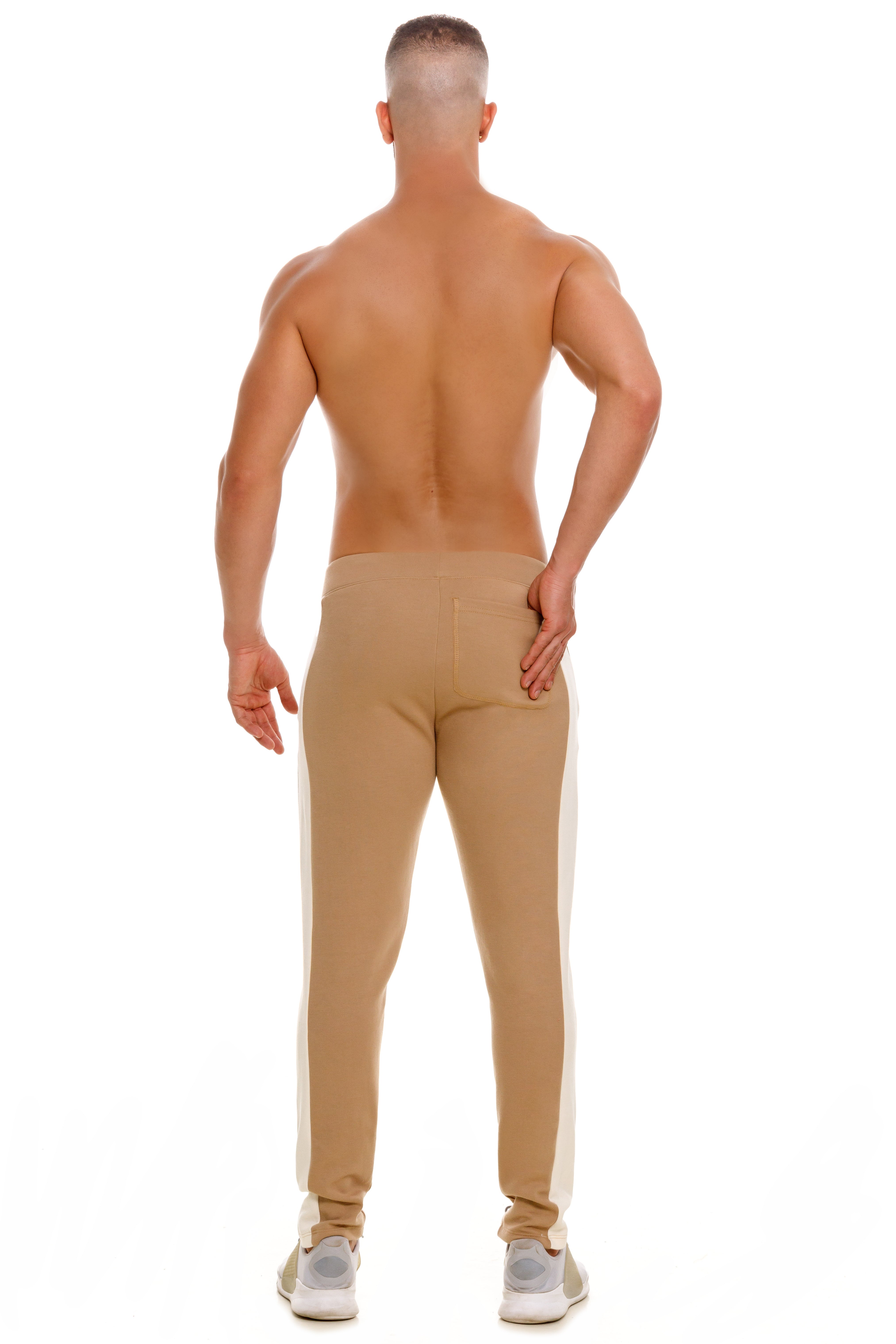 JOR Varsity Slim Fit Cotton Jogger Pants for Men - Comfortable Casual Brown Sweatpants for Workout, Lounge & Everyday Wear